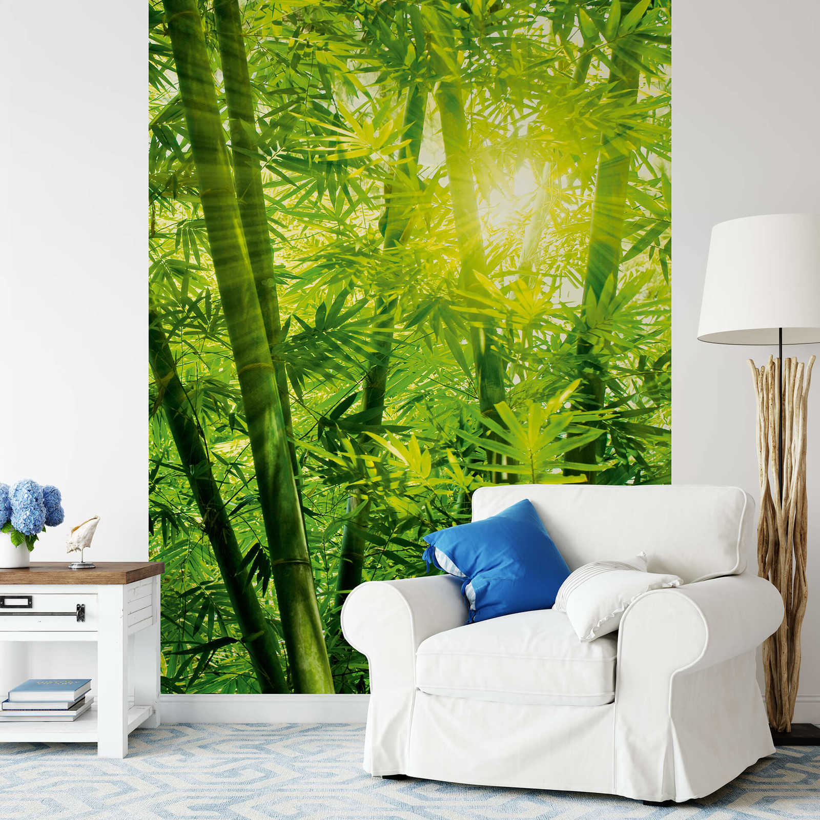             Papier peint panoramique bambou Jungle au soleil - Vert
        