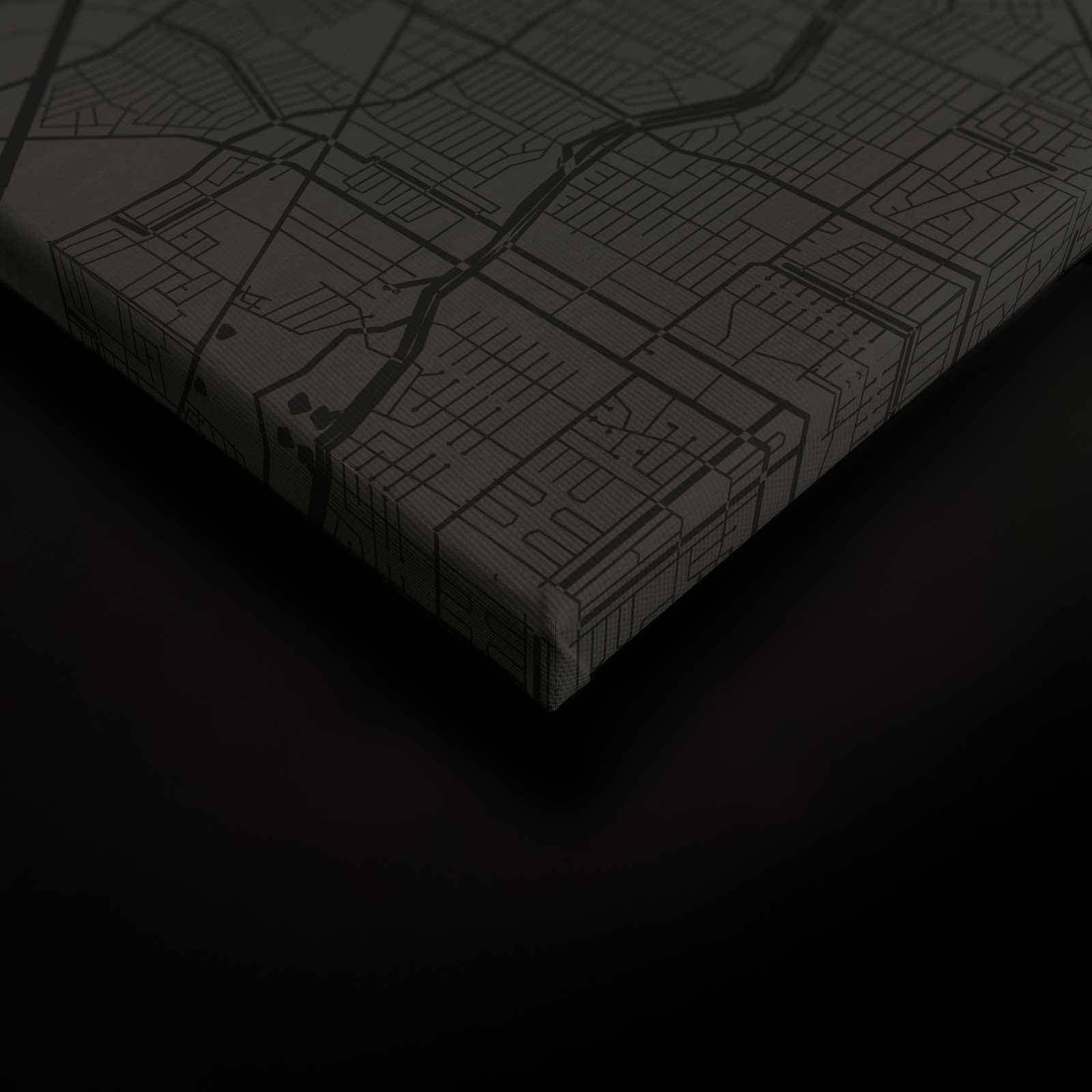             Tableau toile Carte de la ville avec tracé des rues | noir - 0,90 m x 0,60 m
        