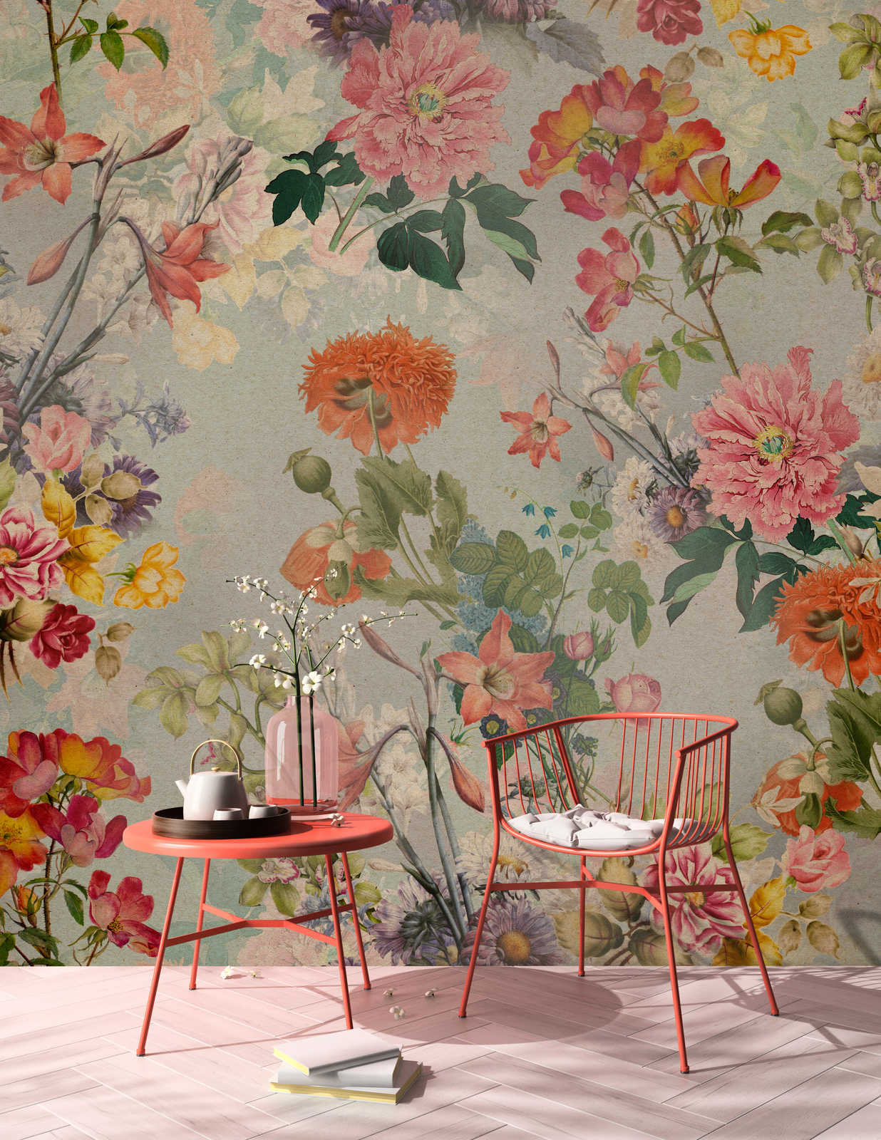             Amelies Home 1 - Papier peint vintage fleuri de style campagnard romantique
        