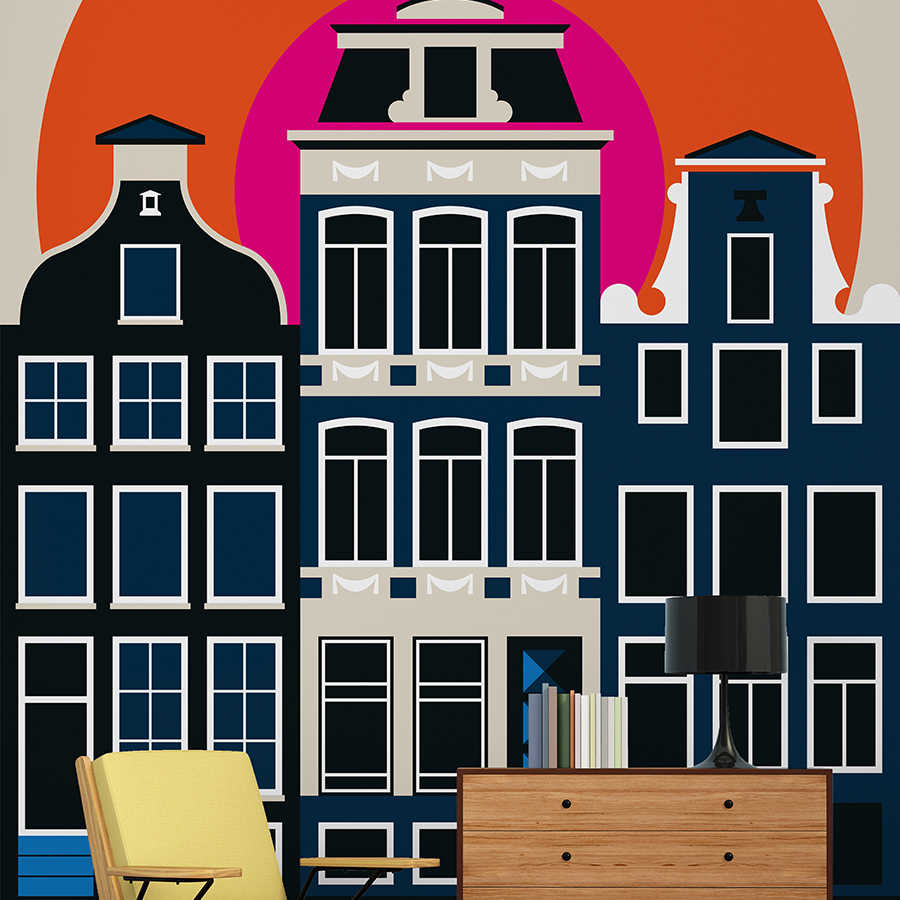         Photo wallpaper Amsterdam houses fronts in retro design
    