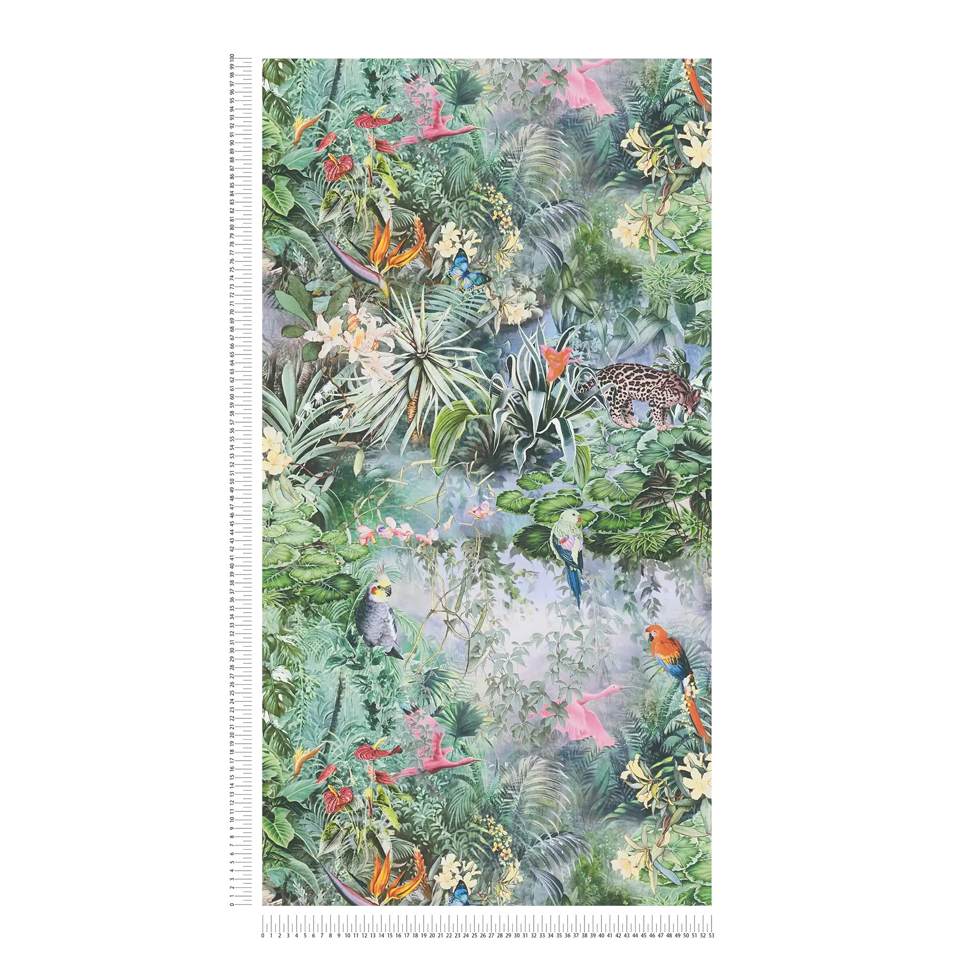             Papier peint floral Jungle Animaux & plantes - vert, gris
        
