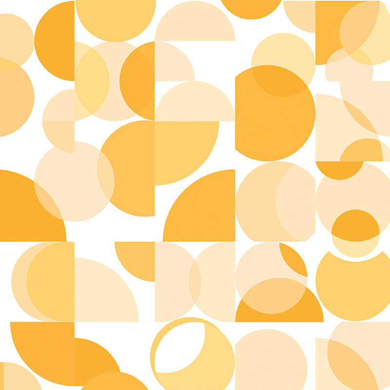 Muurschildering retro design, geometrisch patroon - oranje, geel, wit

