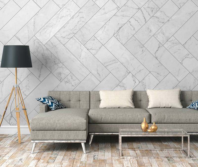             Marble mural tile pattern - grey, white, black
        