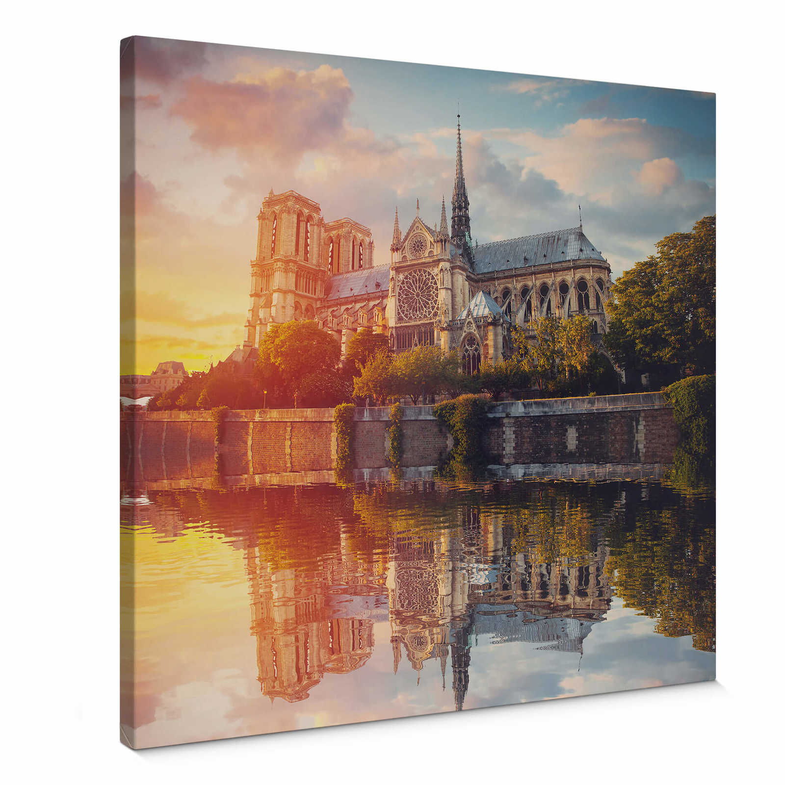 Square canvas print Notre Dame Paris – colourful
