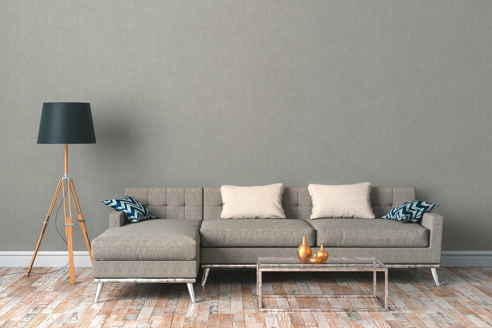             Wallpaper grey beige with plaster look in vintage style
        