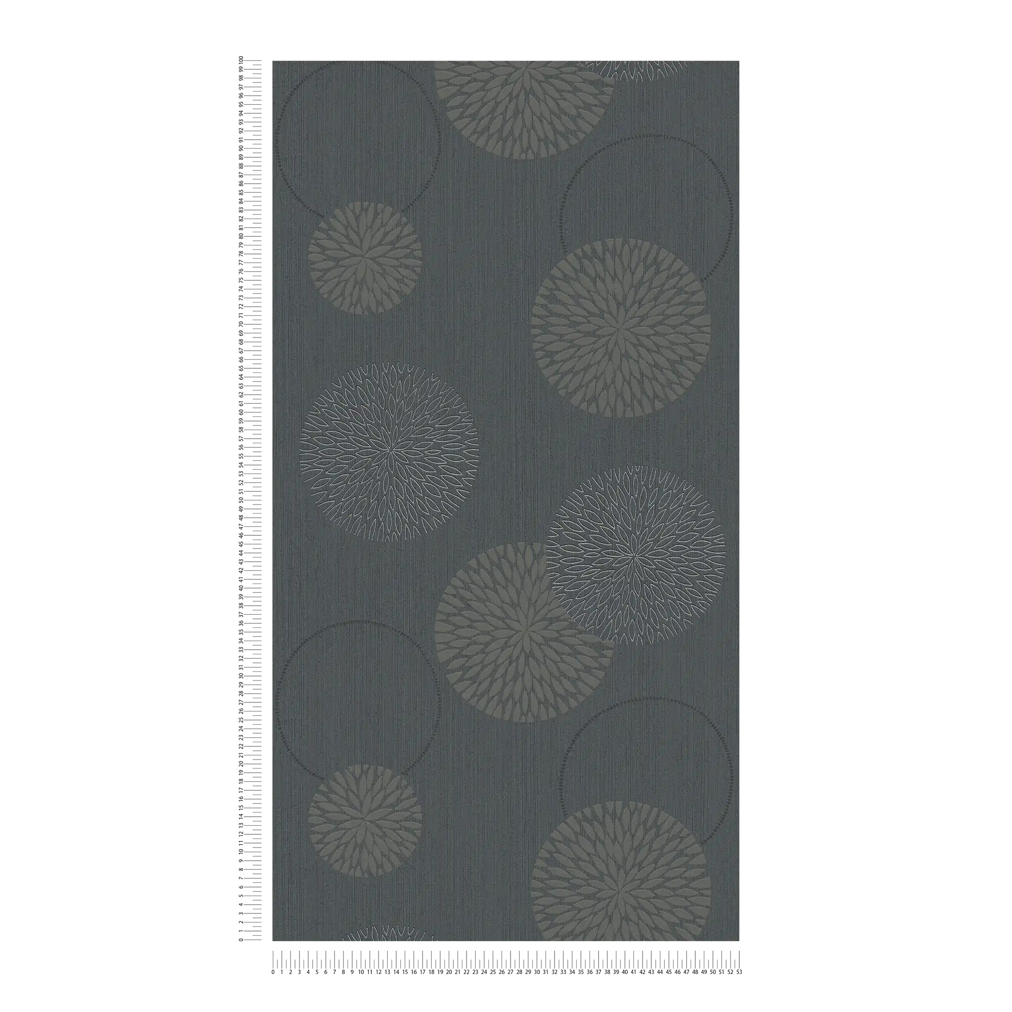             Carta da parati in tessuto non tessuto con fiori astratti - grigio, nero
        