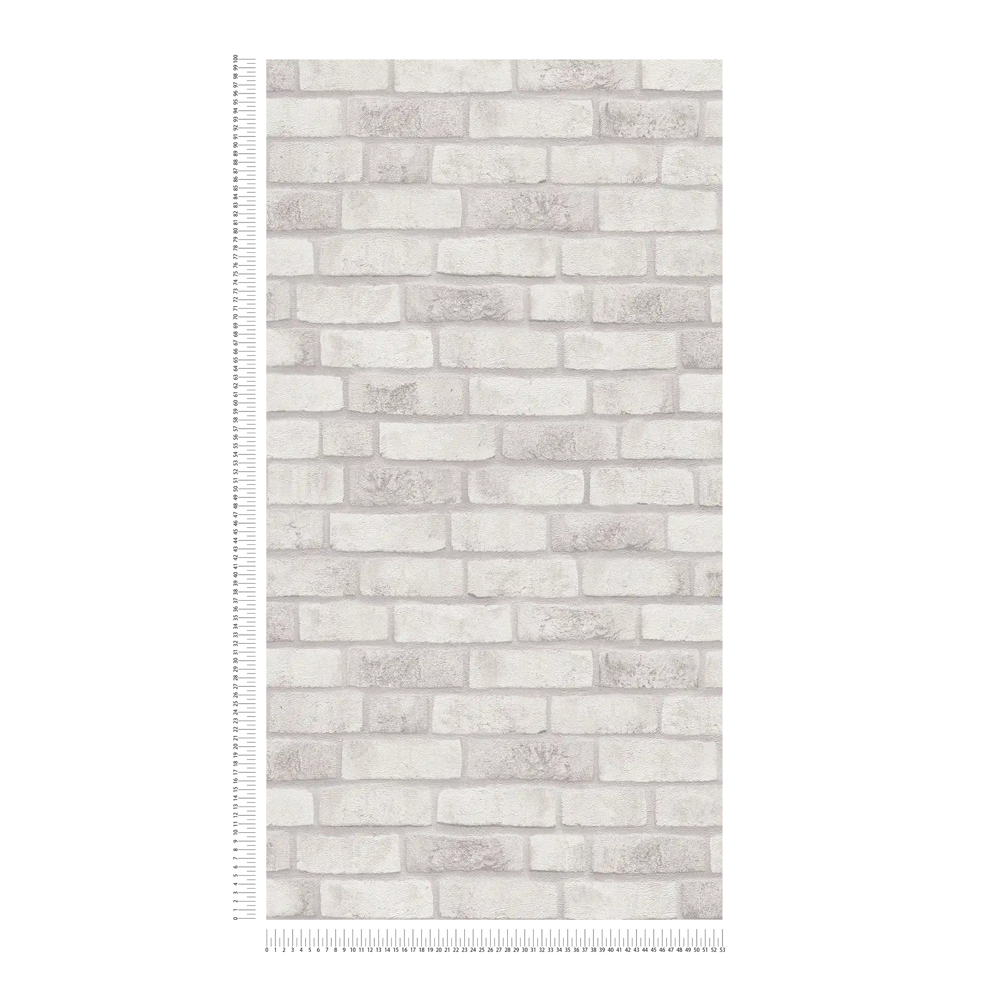             Vliesbehang met bakstenen muur - wit, grijs, grijs
        