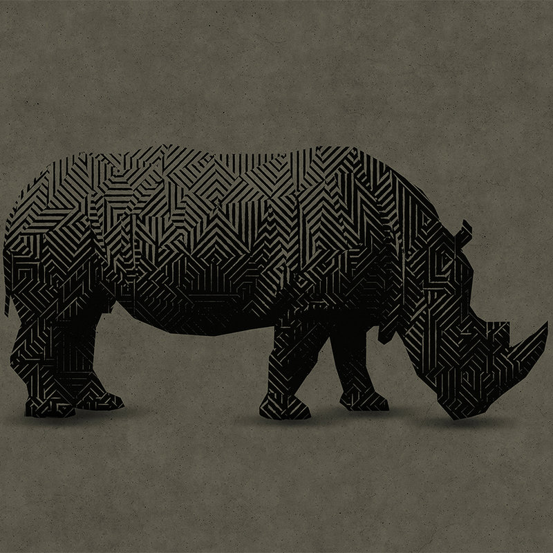         Graphic design rhino mural - black, brown
    