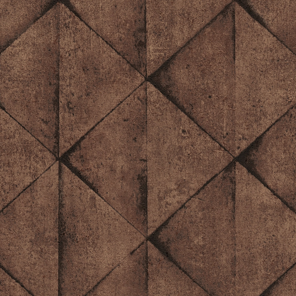             Wallpaper concrete look 3D tile design - brown, black
        