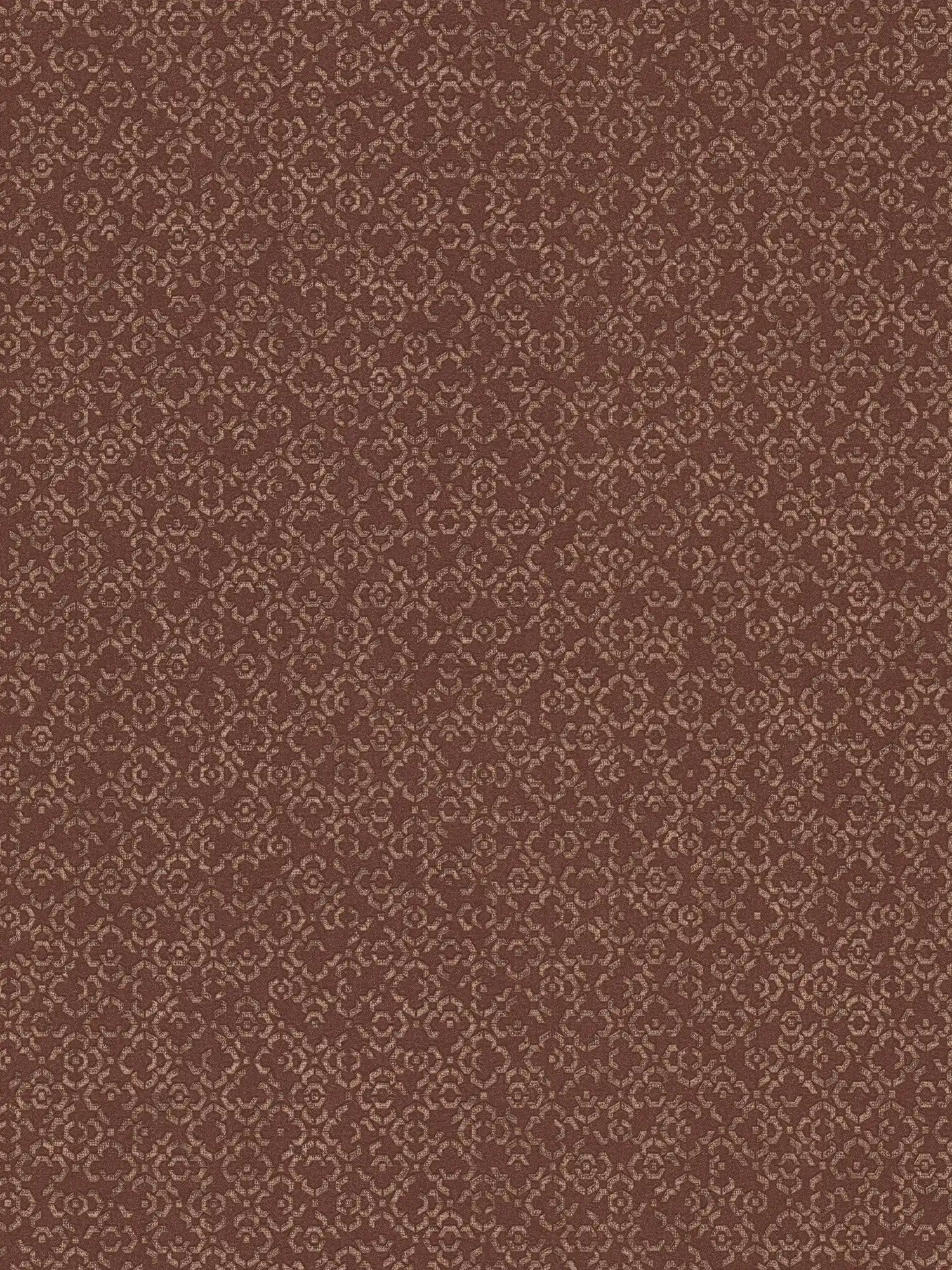 Wallpaper with 3D pattern effect and metallic luster - brown, metallic, red
