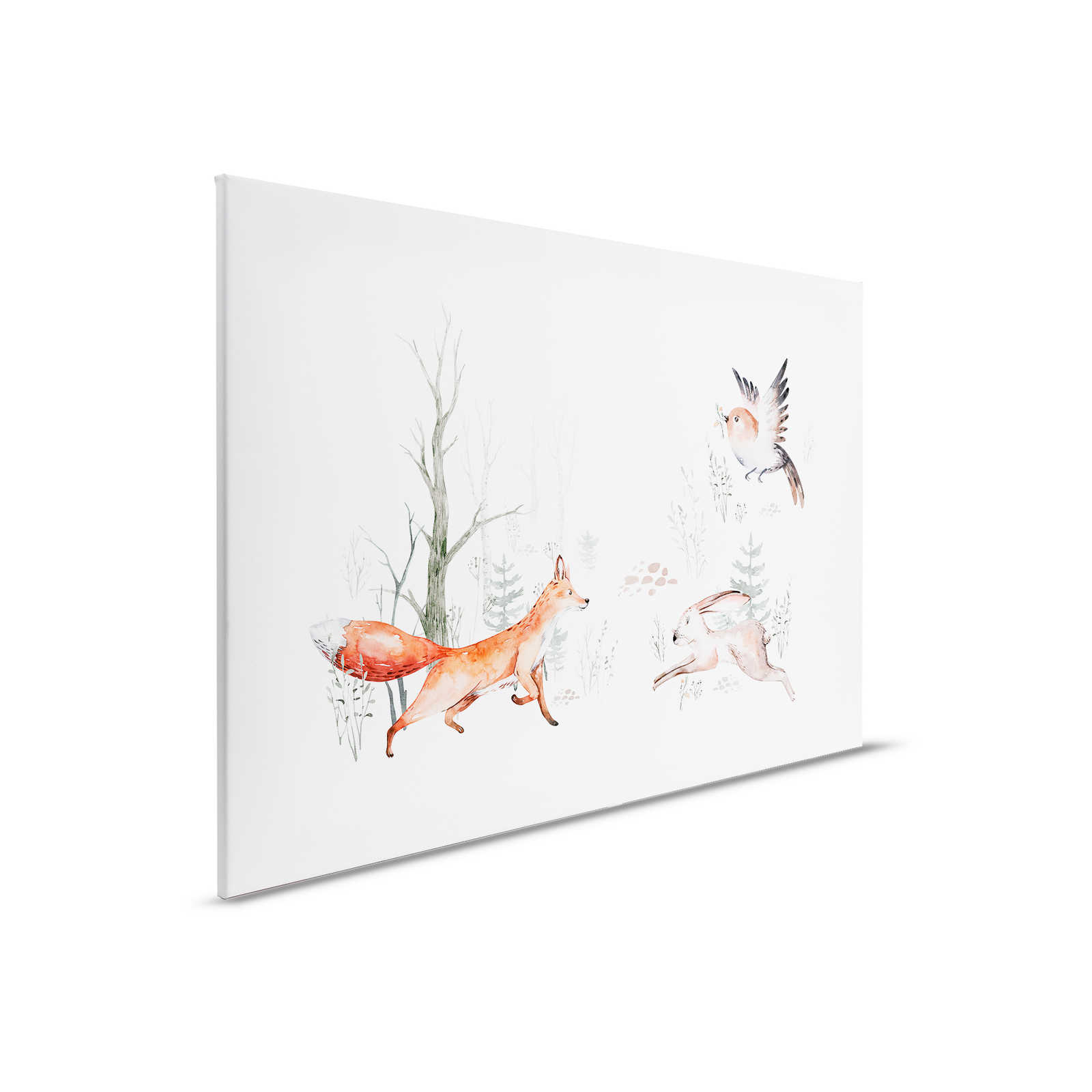 Quadro su tela con animali della foresta per la camera dei bambini - 0,90 m x 0,60 m
