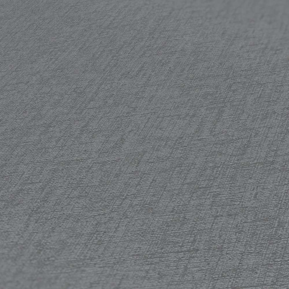             Single-coloured non-woven wallpaper with textile texture - anthracite, grey
        