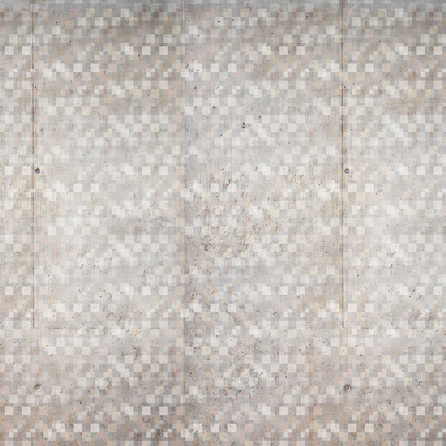 Grafisch behang met overlappend kubusmotief op parelmoer glad non-woven

