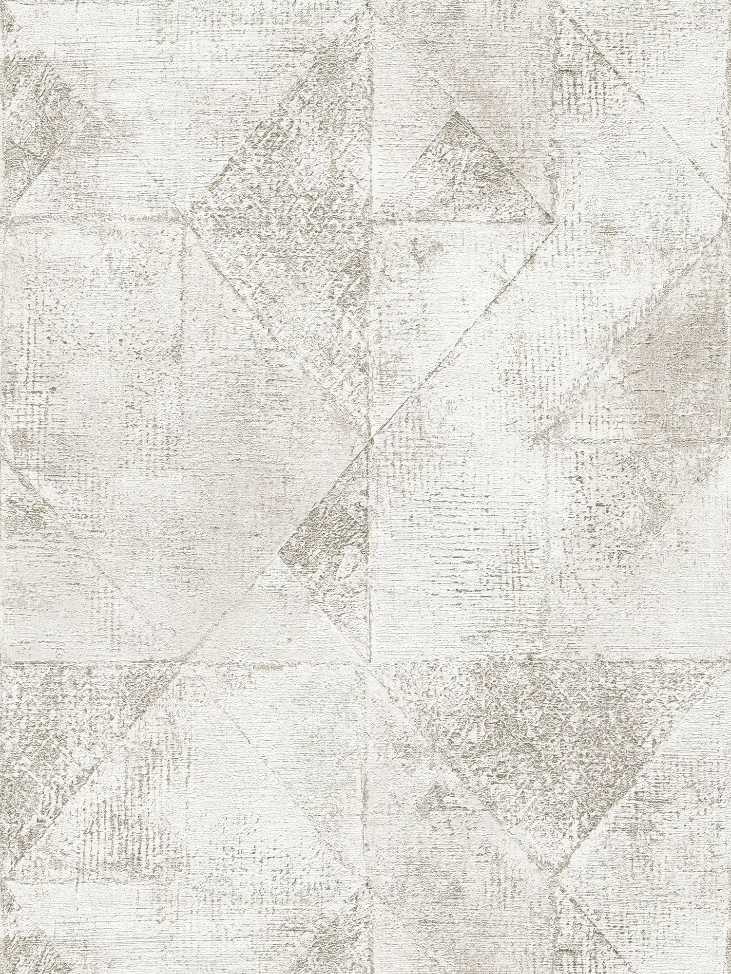 Carta da parati con motivo grafico a triangoli metallici con texture lucida - argento, bianco
