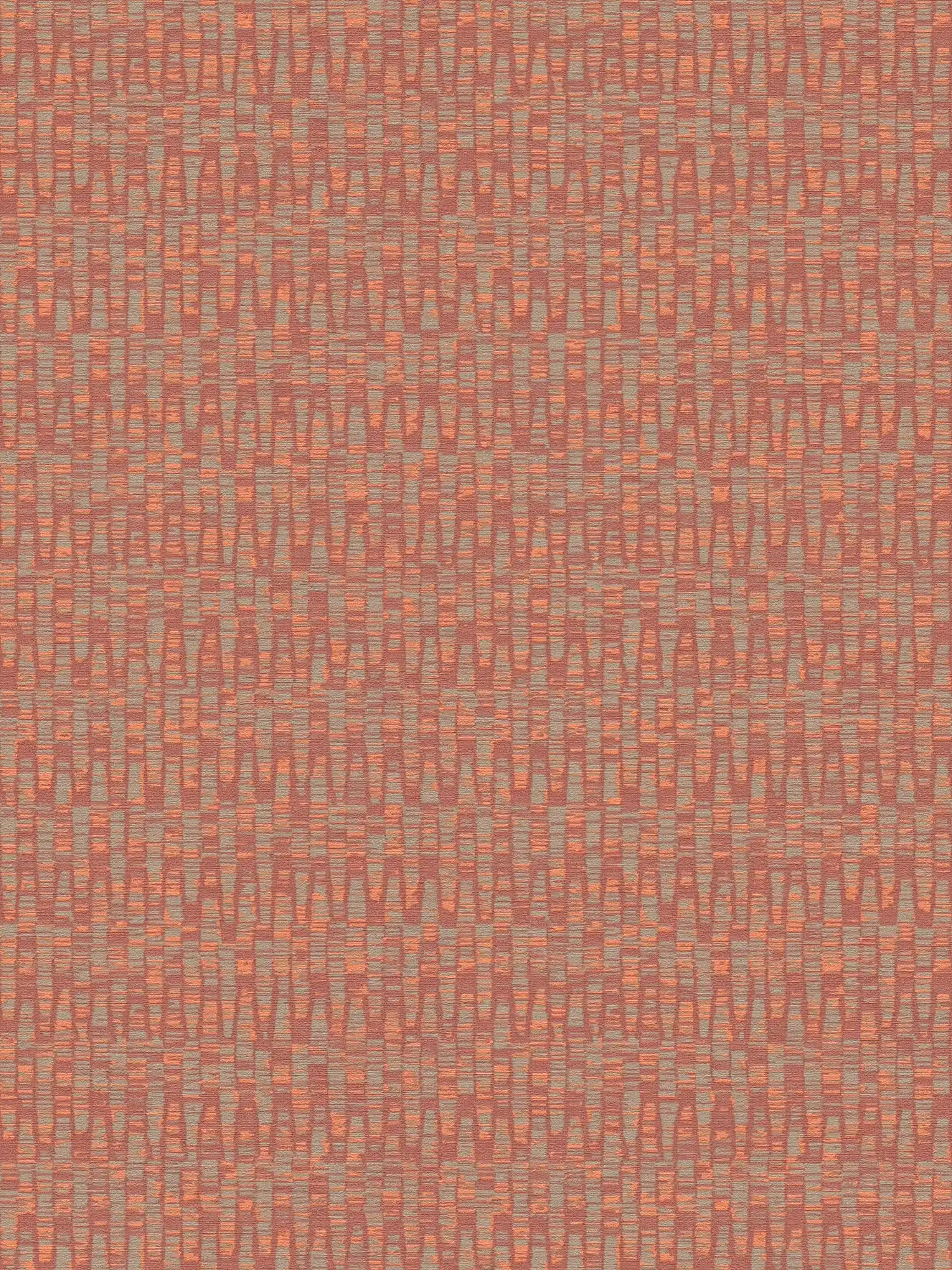 Papel pintado no tejido en colores llamativos: rojo, naranja, gris
