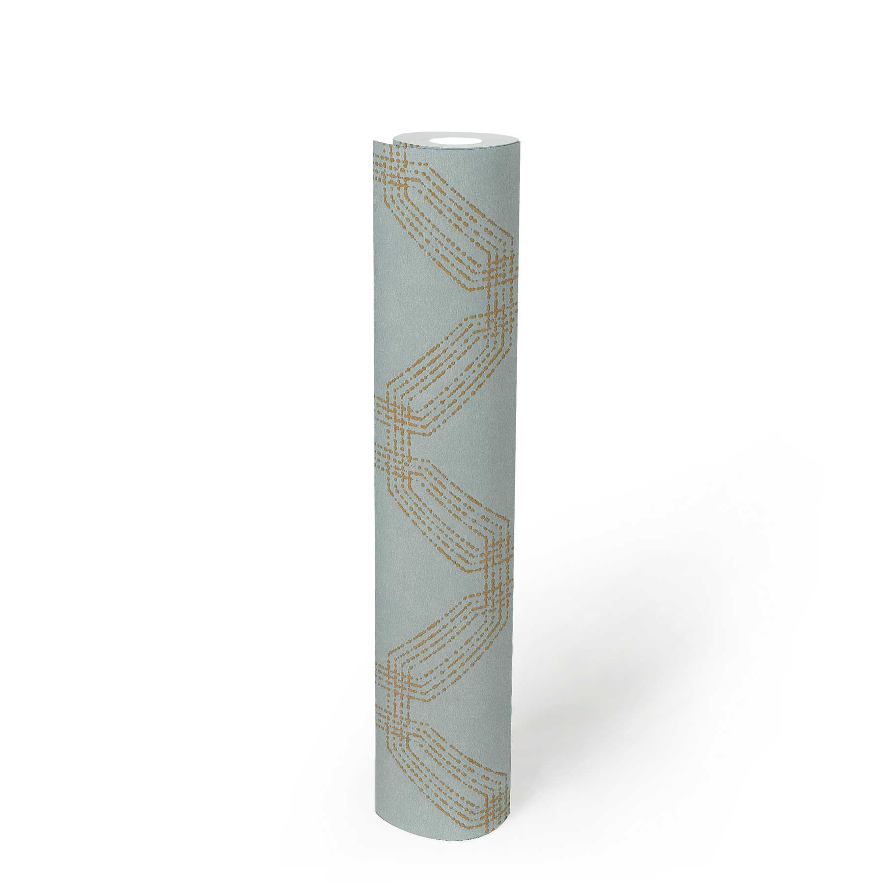             Papier peint géométrique texturé avec aspect losange - bleu, or, vert
        