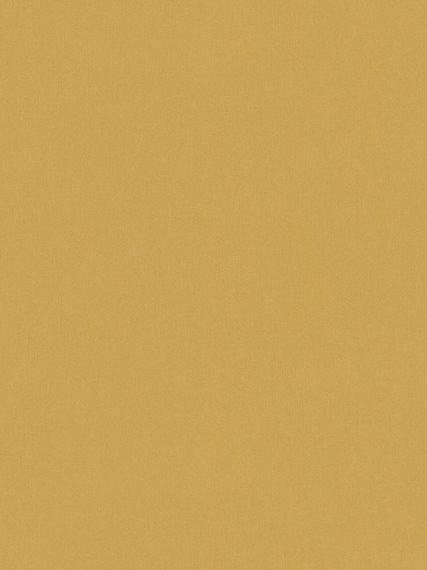 Papier peint aspect lin jaune moutarde uni & structure textile mate - jaune
