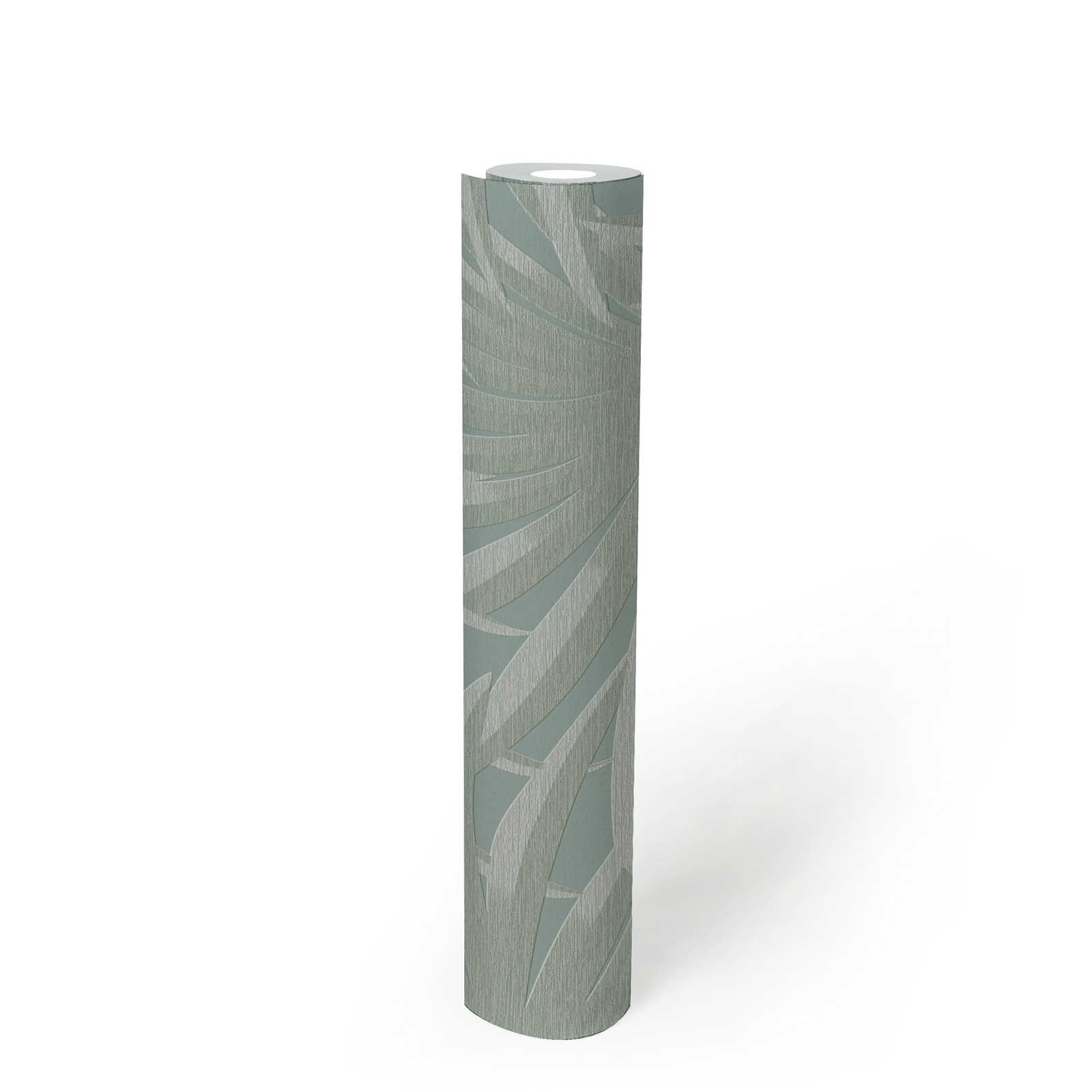            Patterned non-woven wallpaper jungle leaves - mint
        