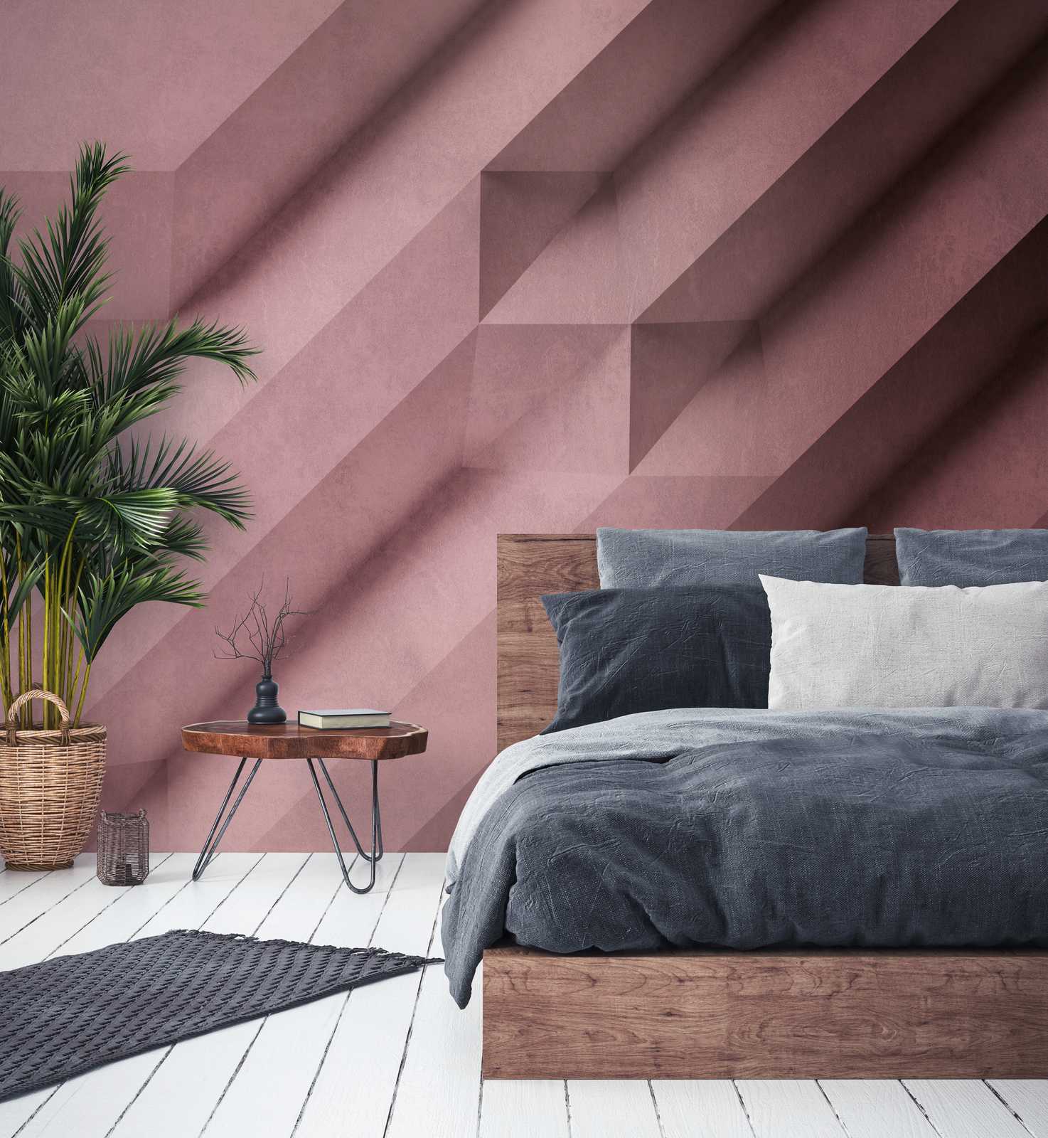             Wallpaper novelty - 3D motif wallpaper concrete look in rosé
        