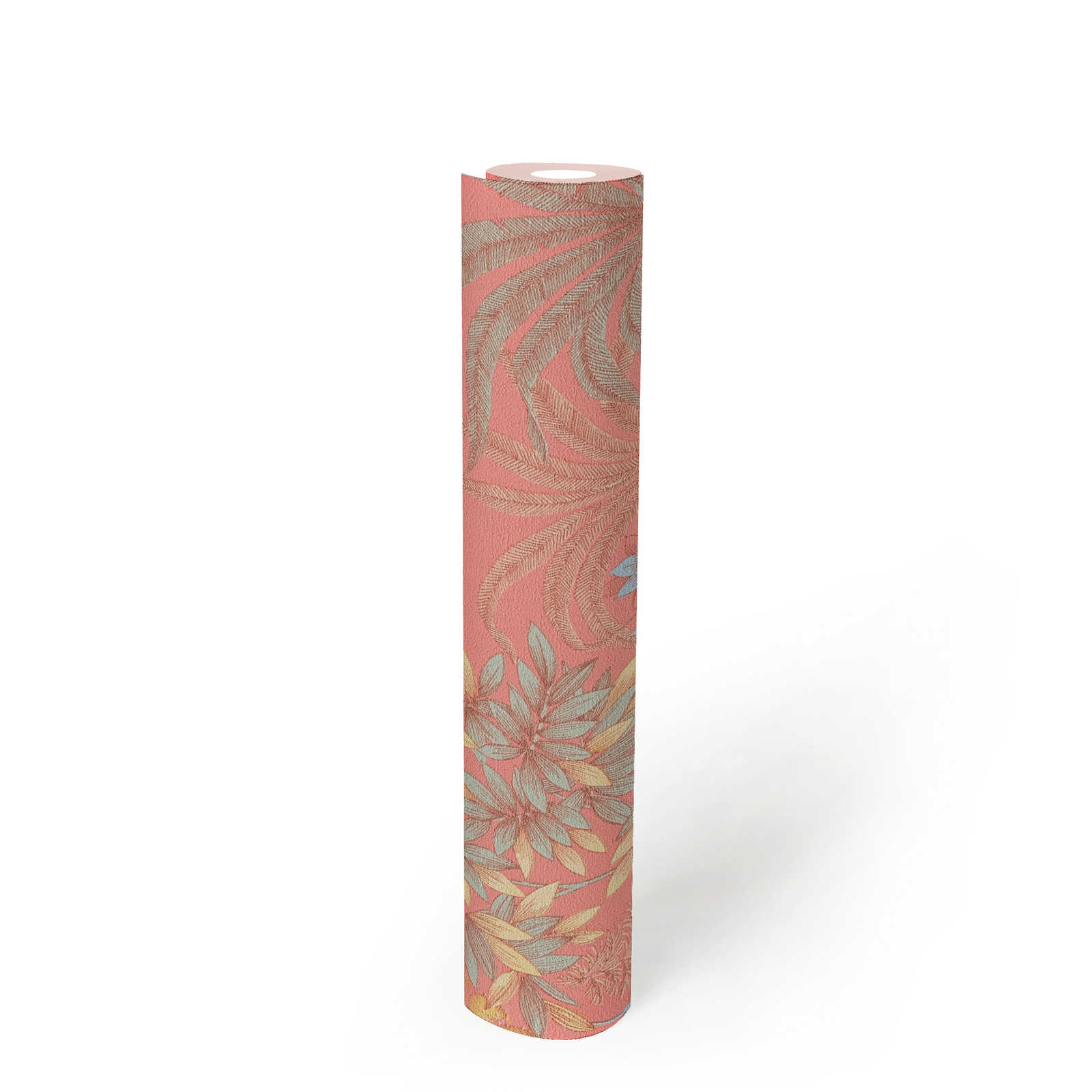             Papier peint fleuri ludique de couleur discrète - rose, bleu, jaune
        