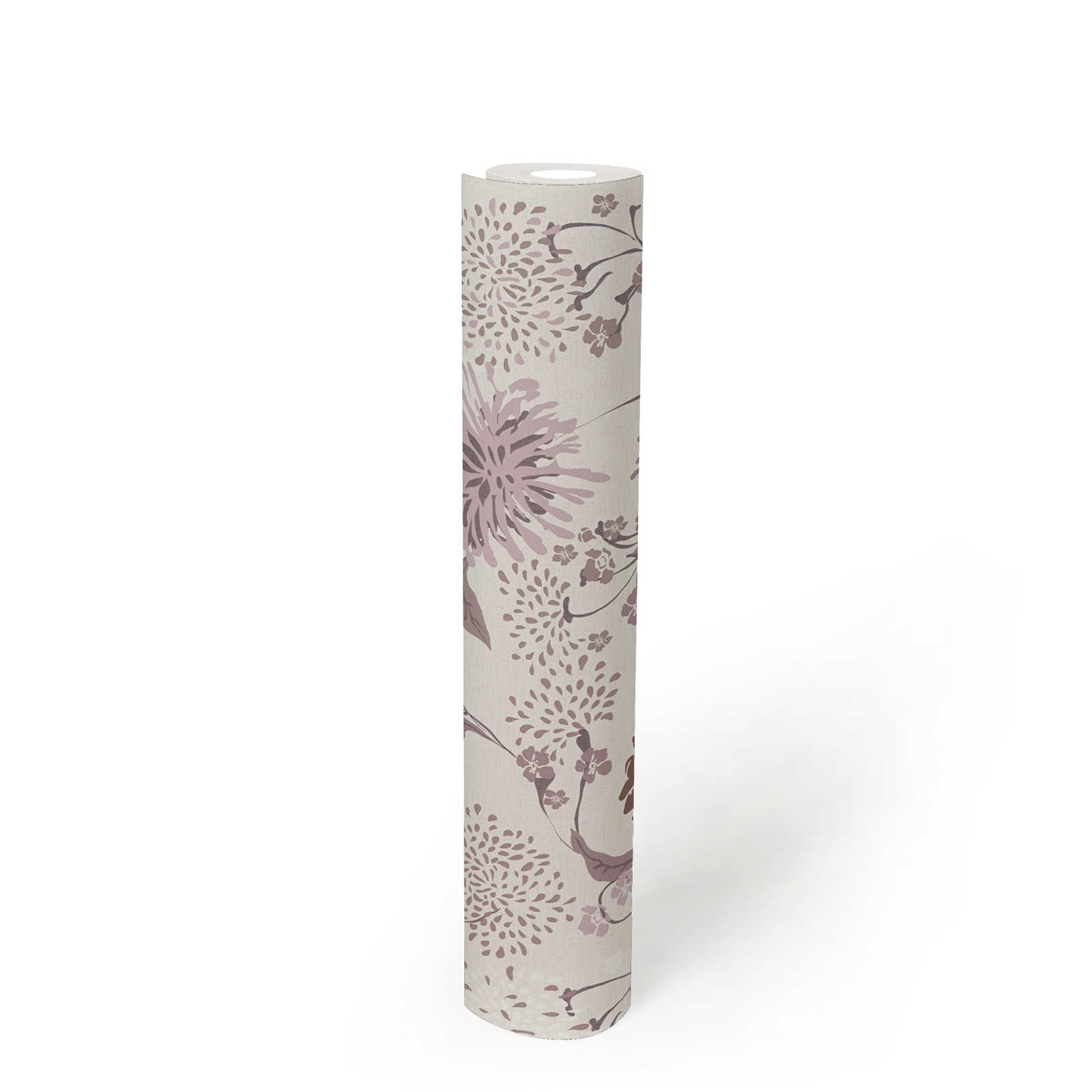             Floral non-woven wallpaper with dandelion pattern - cream, pink
        