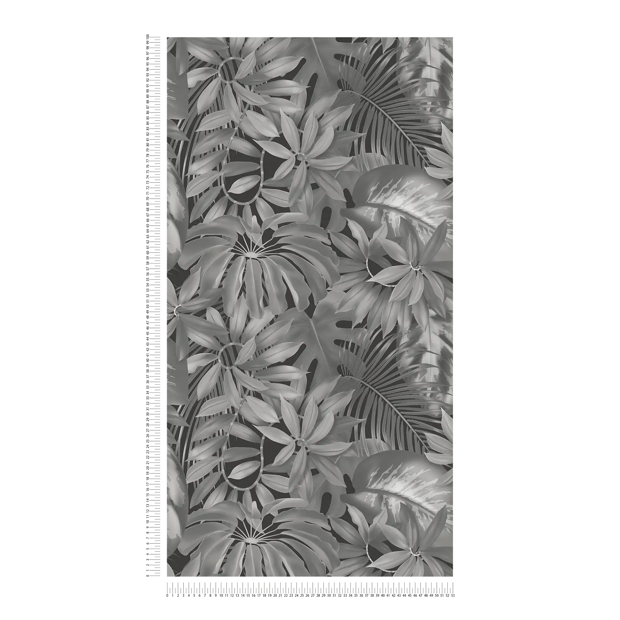             Bladeren behang jungle patroon - grijs, zwart
        
