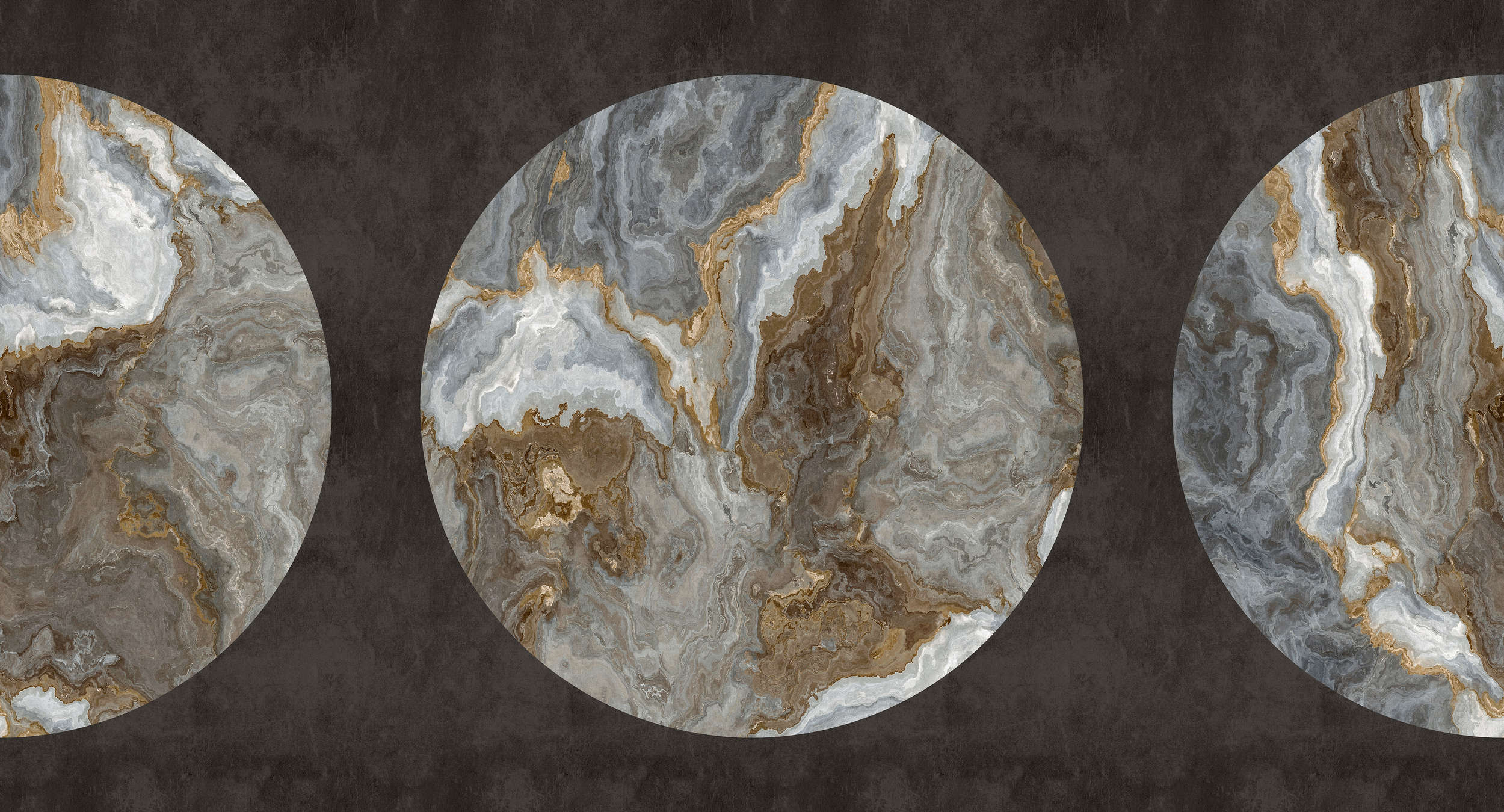             Luna 1 - Papel pintado de mármol con diseño circular y aspecto de yeso negro
        