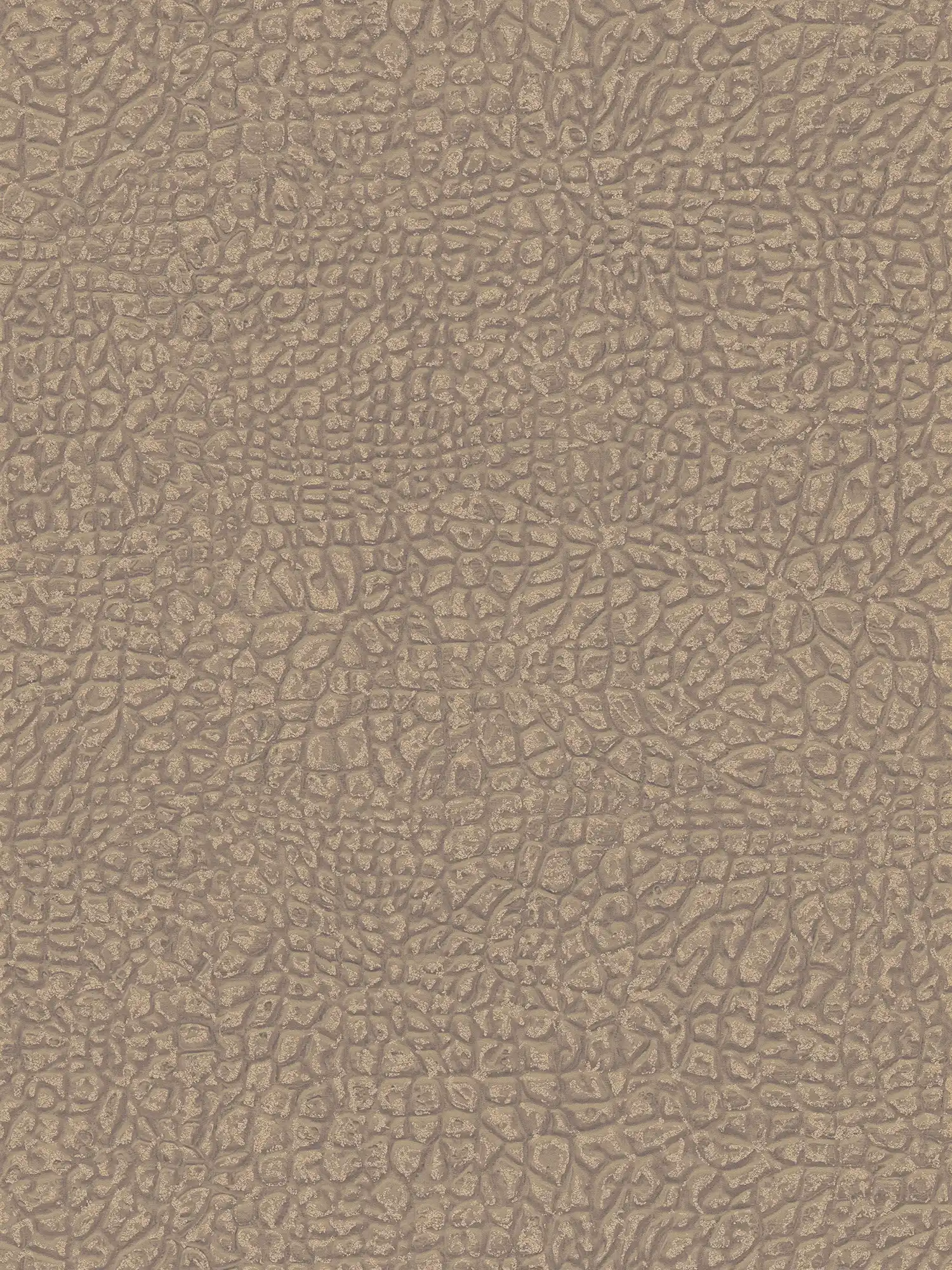 Wallpaper with fine stone pattern, metallics & 3D effect - Brown, Gold, Beige
