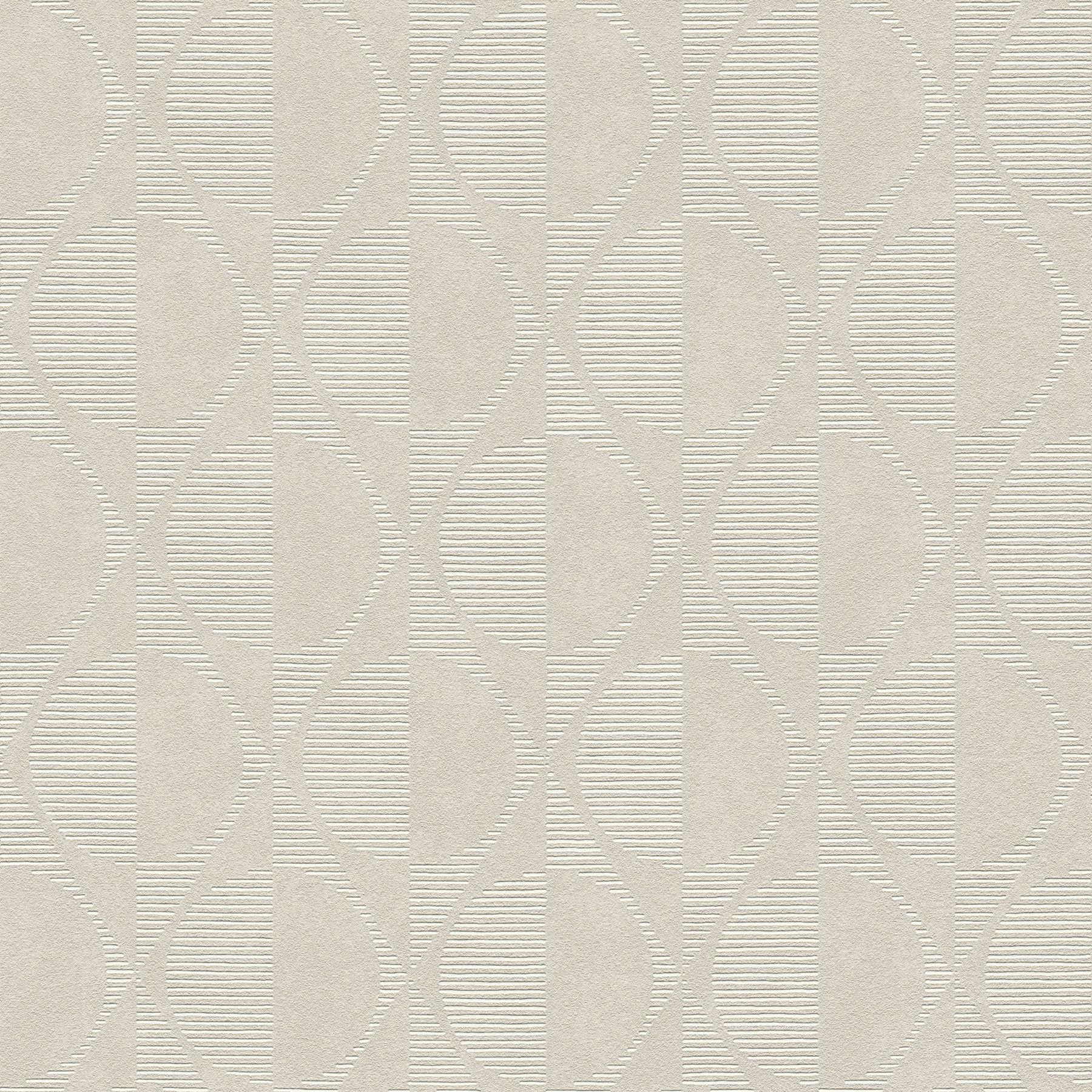 Papel pintado retro con patrón simétrico - beige, gris, crema
