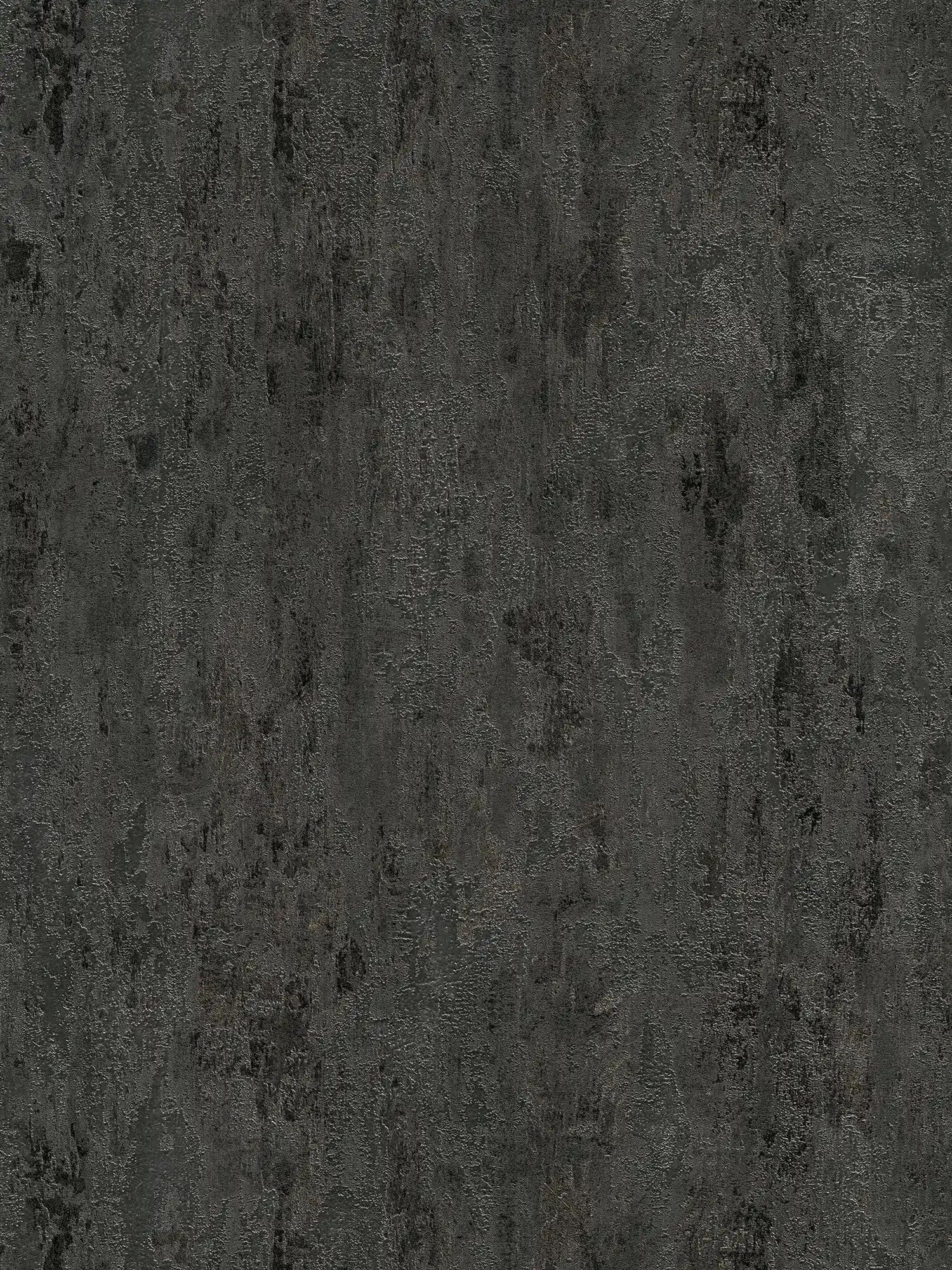 Papel pintado rústico con textura metálica aspecto antracita - negro, plata, gris
