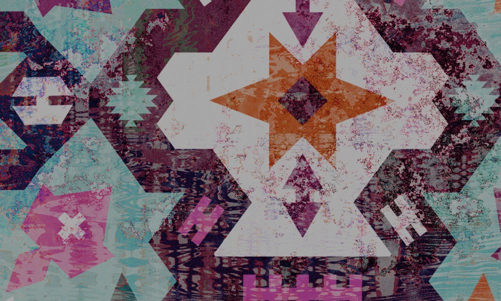             Mural textil étnico, geométrico - Rosa, Azul
        
