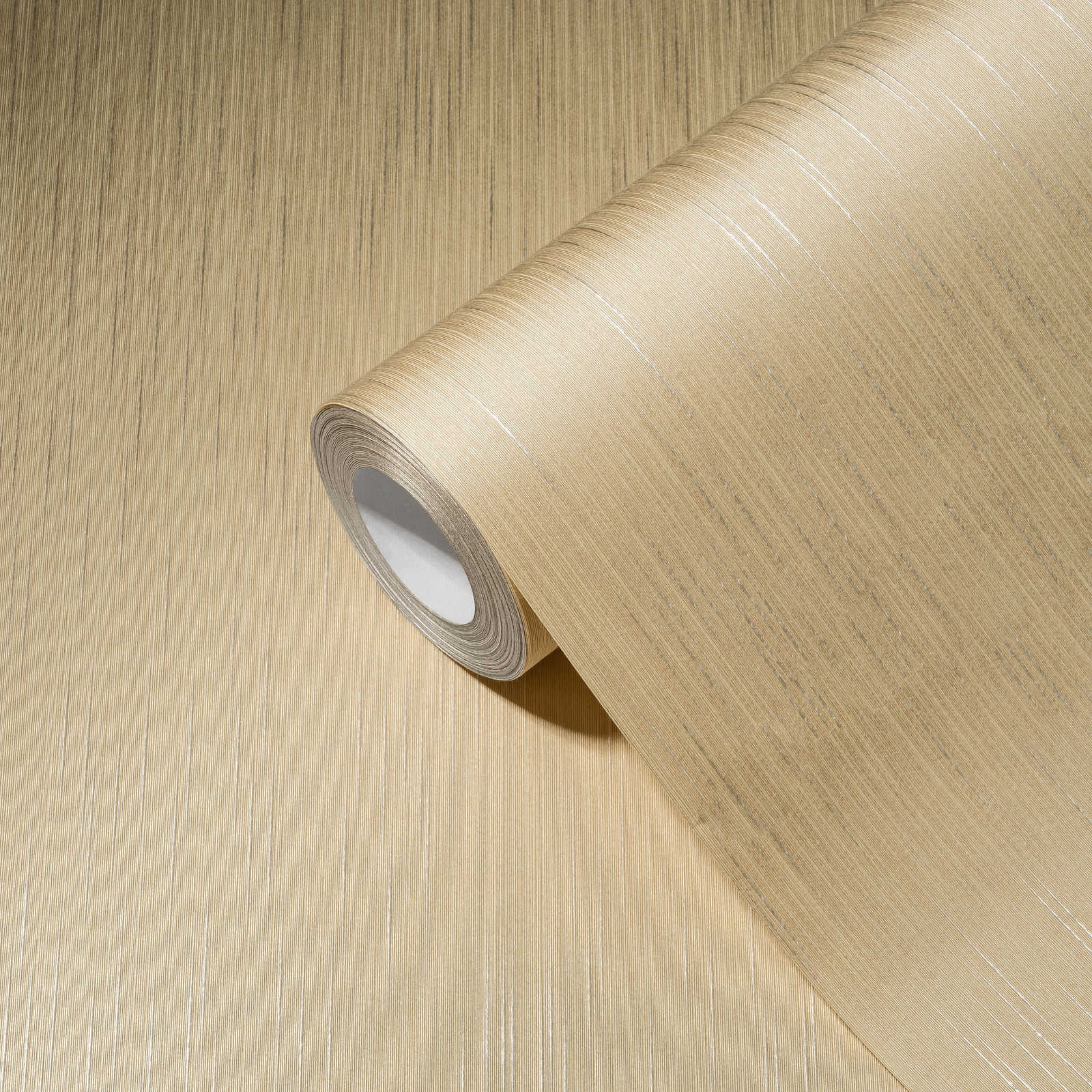             papier peint en papier intissé uni crème avec effet métallique & structure textile
        