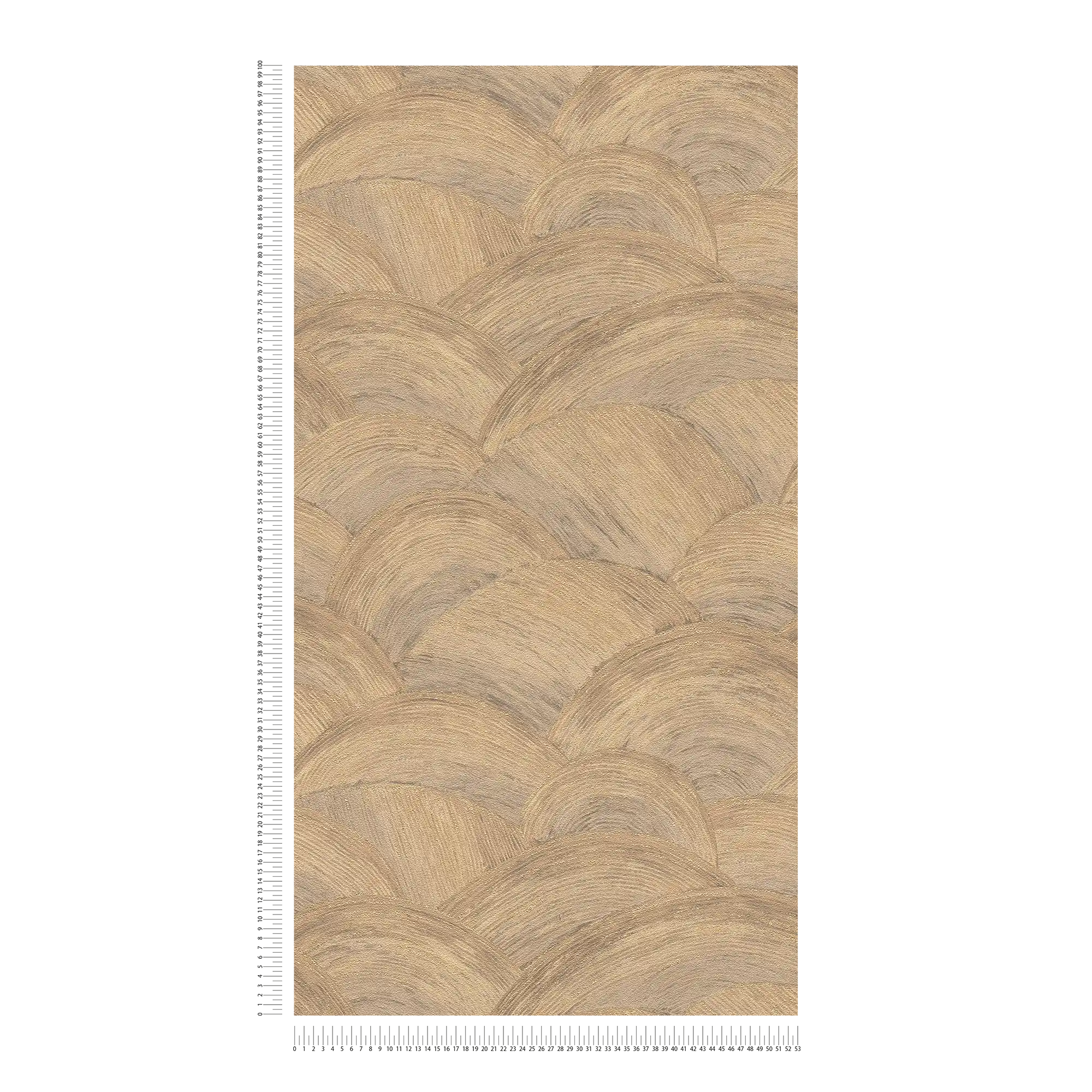             Non-woven wallpaper with shiny wave pattern - beige, brown, gold
        