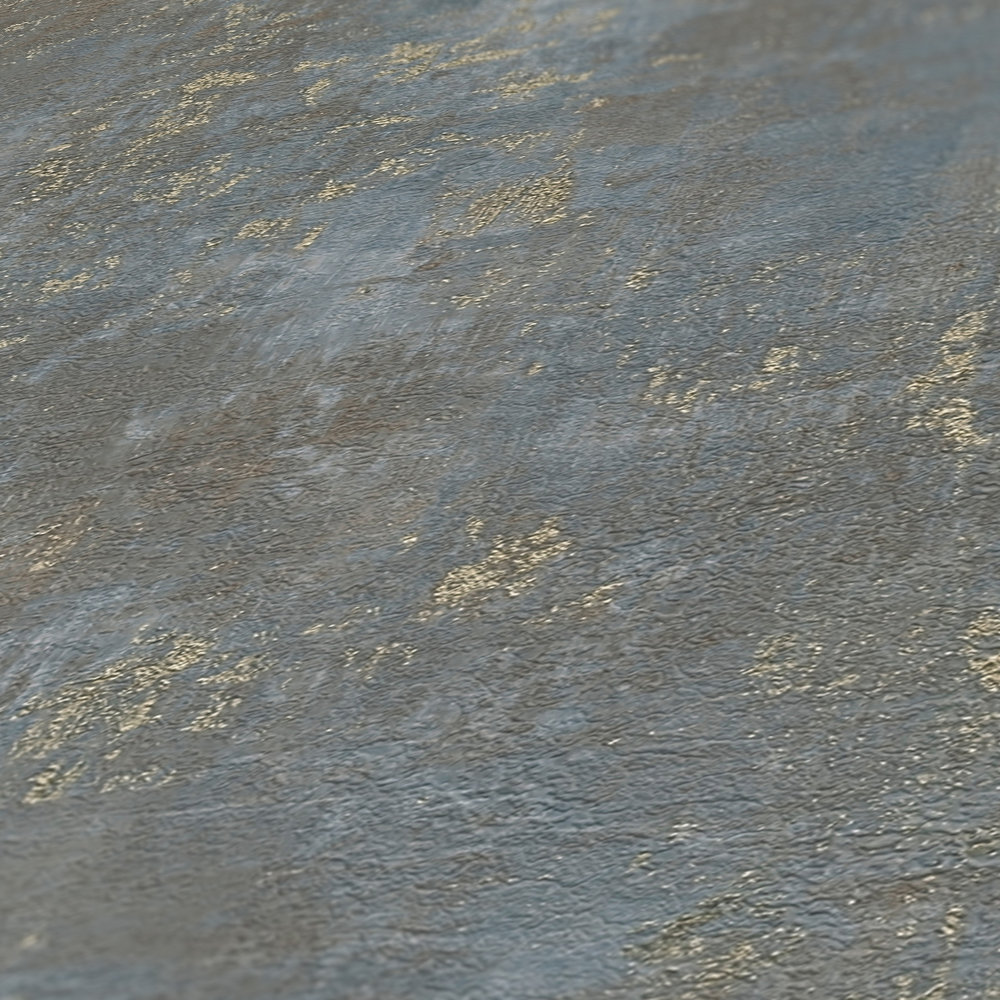             Papel pintado oxidado con toques metálicos (marrón, azul, dorado)
        