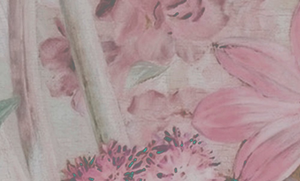             Carta da parati a fiori con design pastello - Rosa, Grigio
        