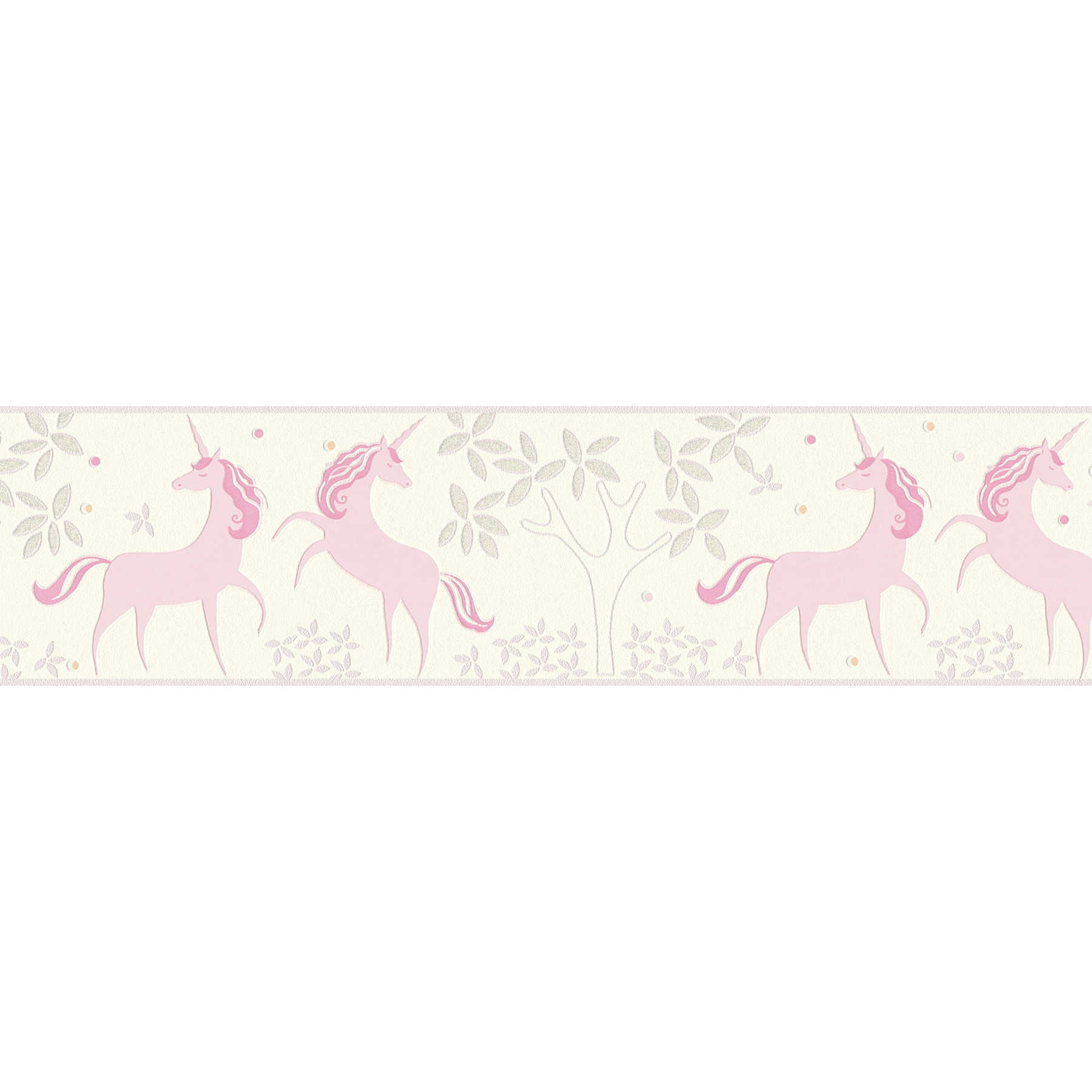         Nursery border with unicorn & glitter - pink, grey
    