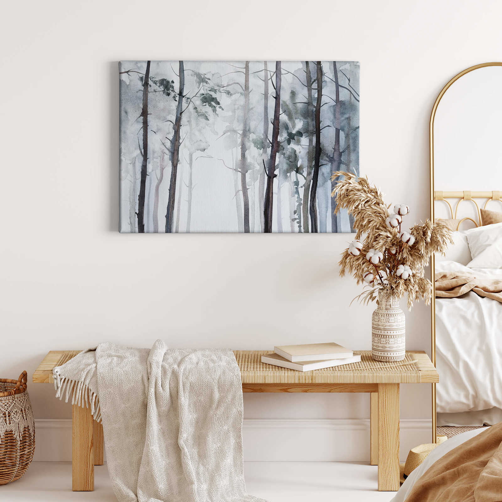             Canvas print watercolour forest – black and white
        
