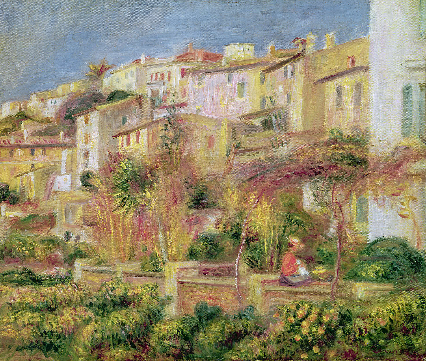             Terras in Cagnes" muurschildering van Pierre Auguste Renoir
        