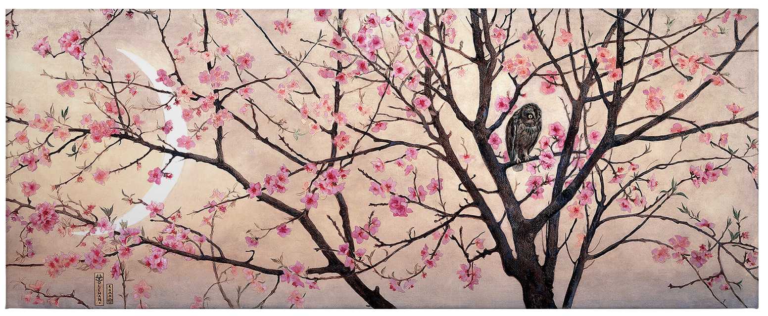             Canvas picture of cherry blossom tree with owl
        