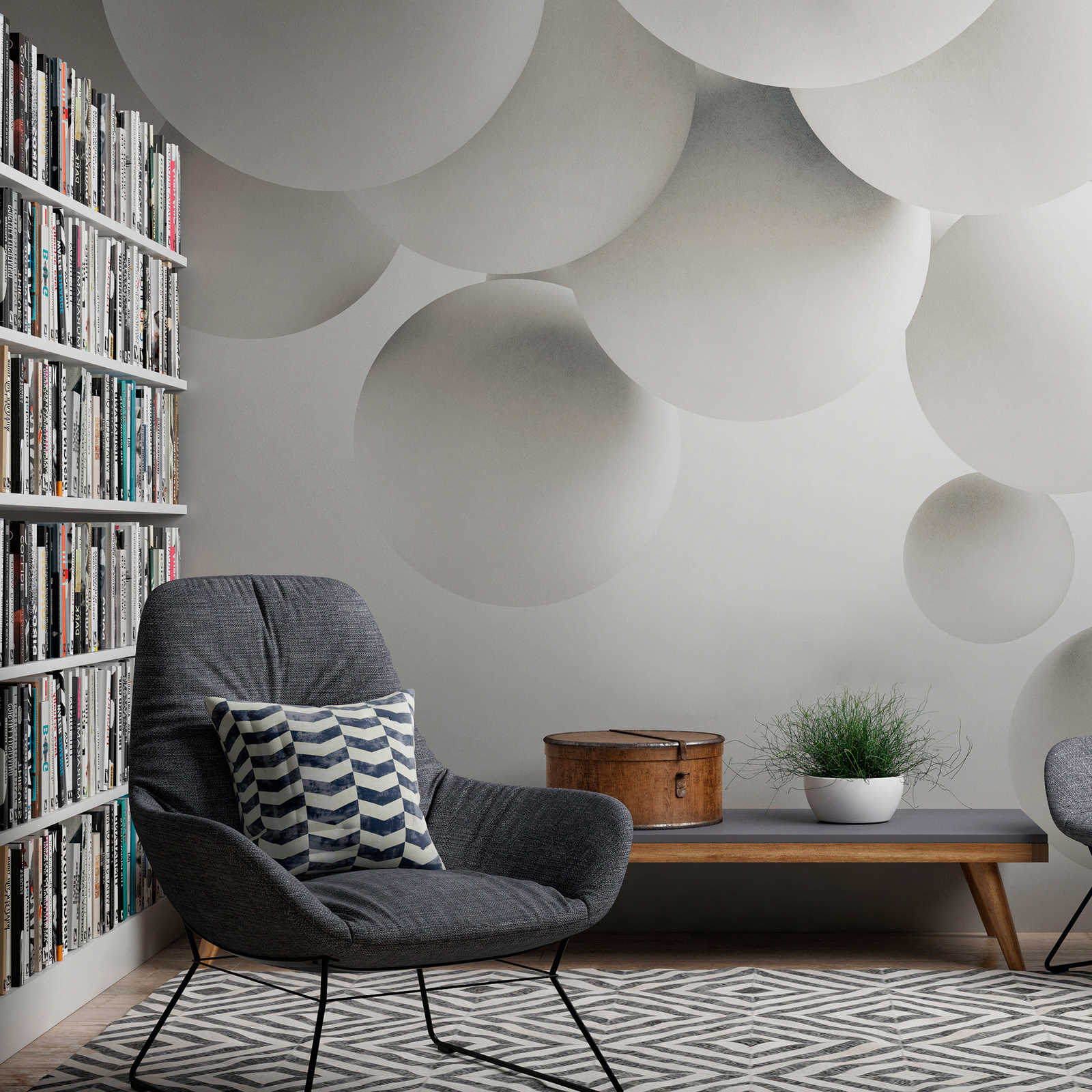         Wallpaper novelty | 3D motif wallpaper white balls
    