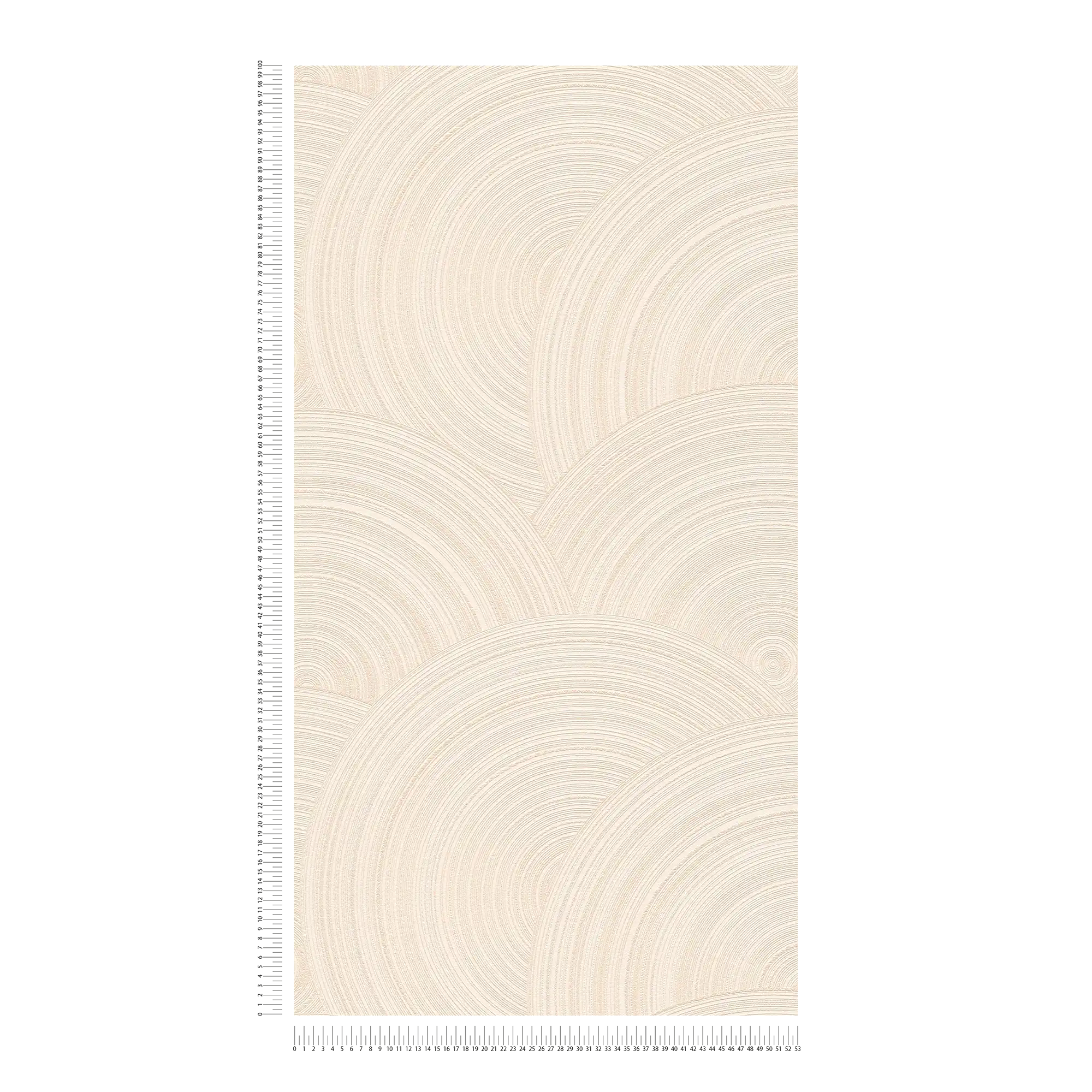             Non-woven wallpaper circle pattern with textured surface - cream, beige
        