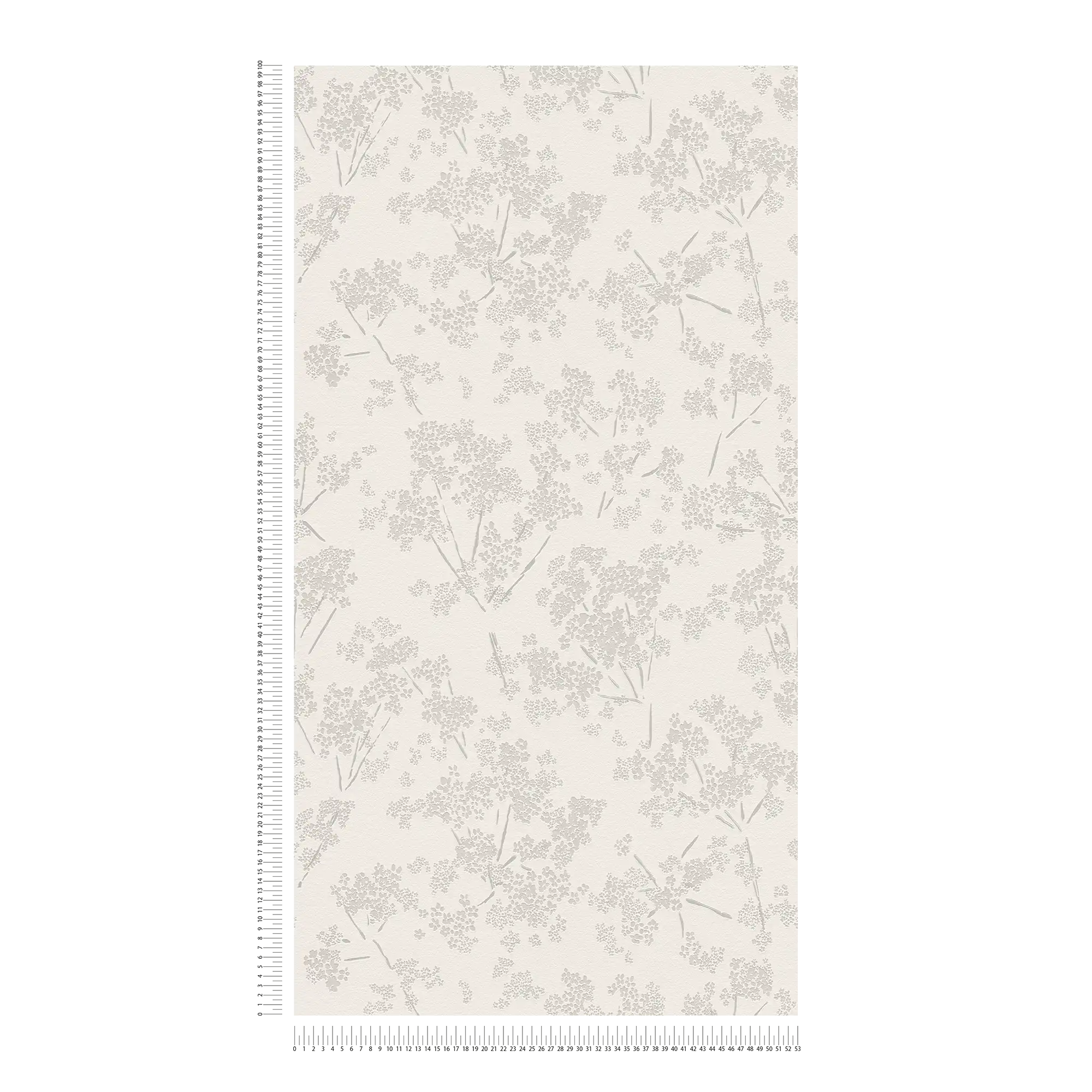             Carta da parati non tessuta con motivo floreale - bianco, grigio
        