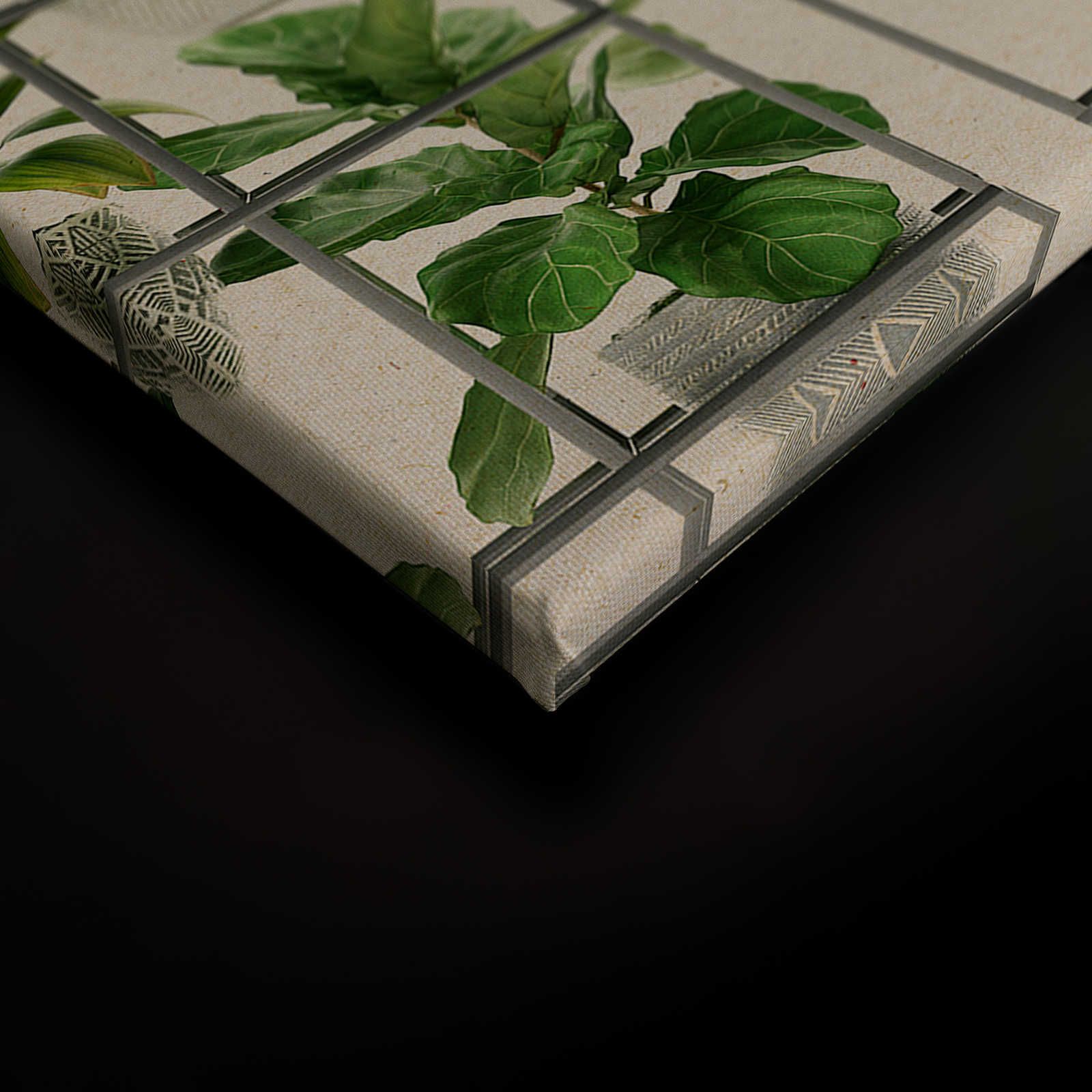             Plant Shop 2 - Tableau de plantes moderne sur toile vert & gris - 0,90 m x 0,60 m
        