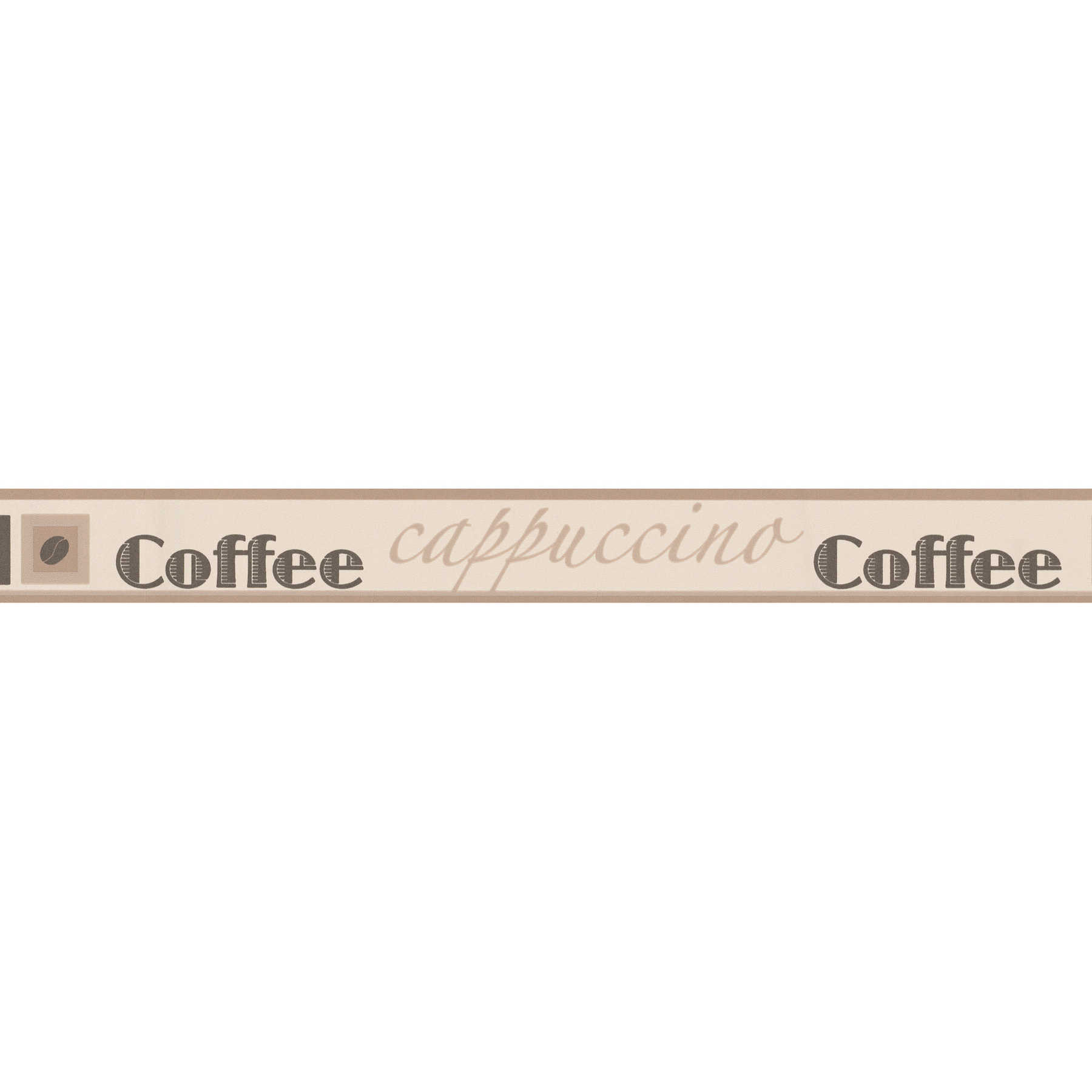         Border with coffee motif and typography - brown, beige, cream
    