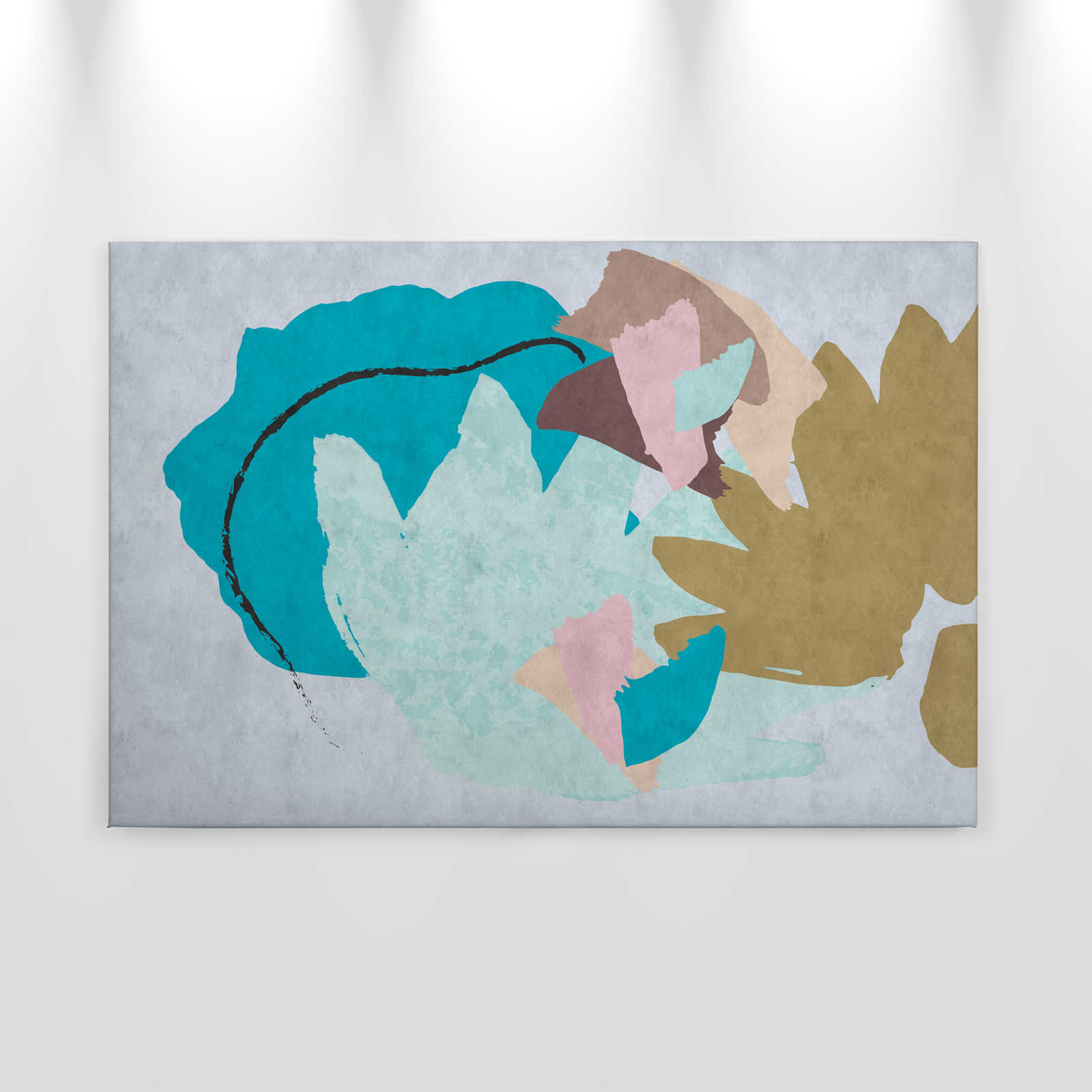             Collage floreale 1 - Pittura astratta su tela, arte colorata - Texture carta assorbente - 0,90 m x 0,60 m
        