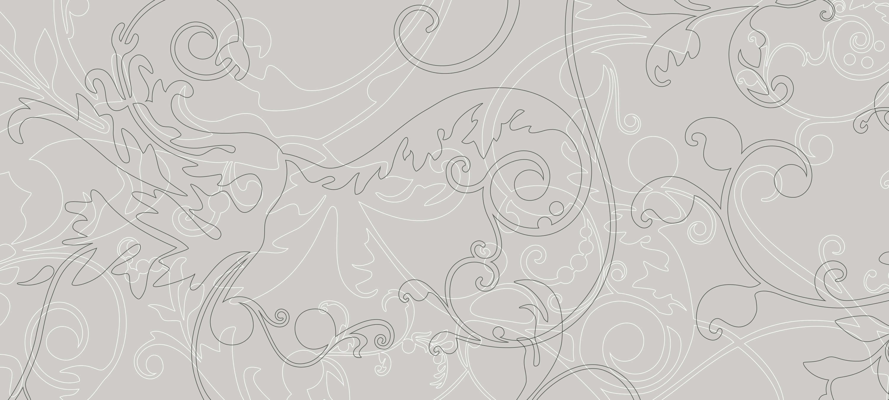             Carta da parati grigio-beige con motivi ornamentali - grigio, bianco, nero
        