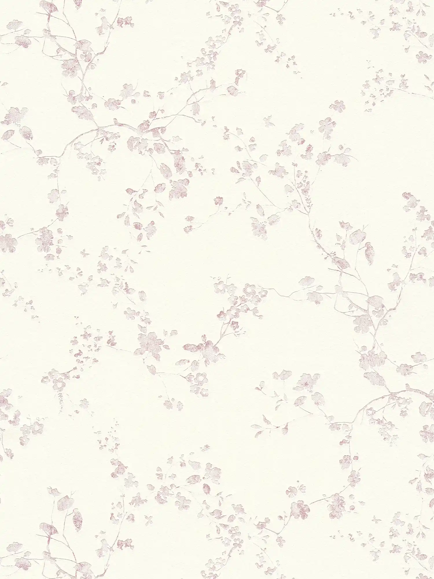 Flowers non-woven wallpaper in country style - purple, cream

