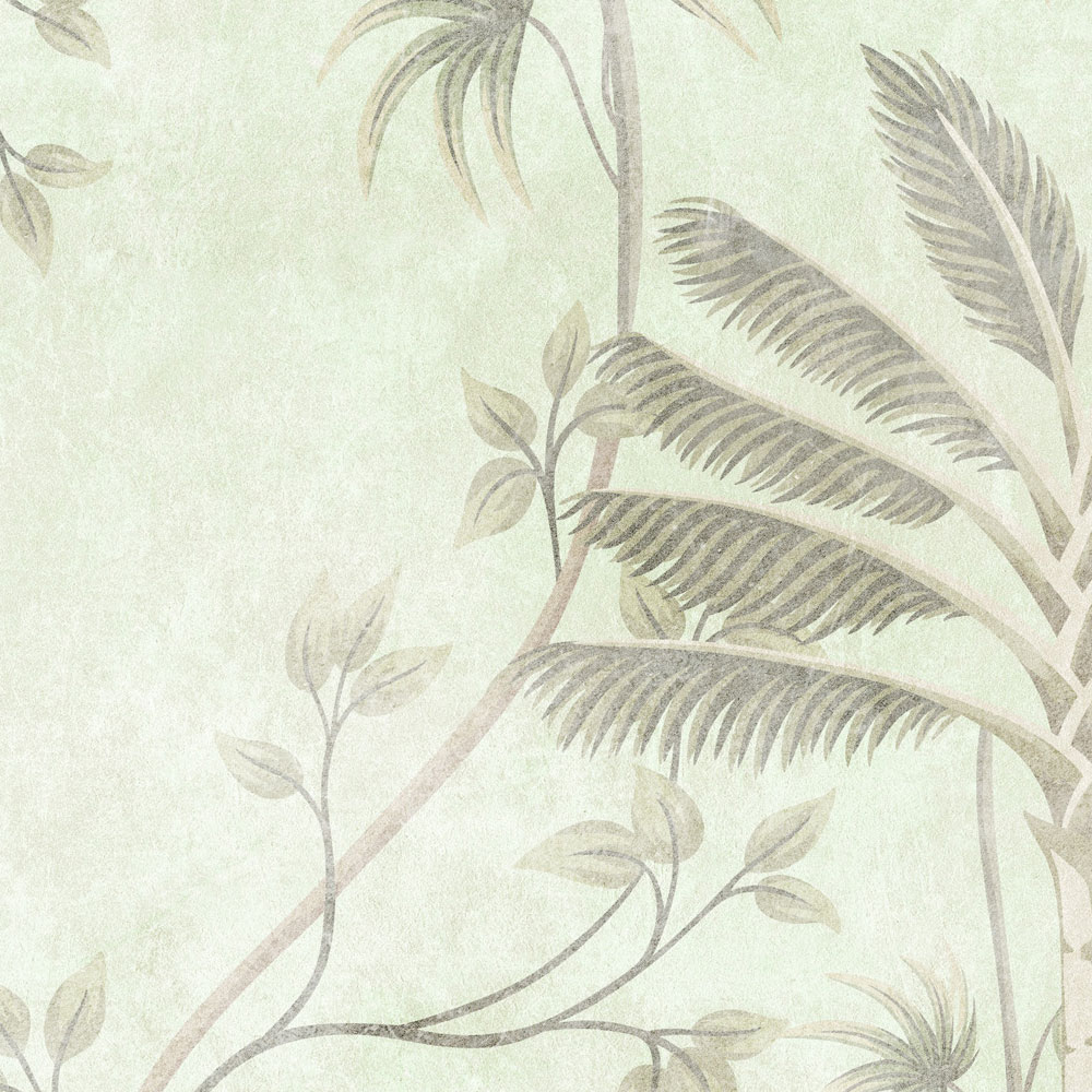             Life In The Tree 1 - papier peint motif feuilles vertes style colonial
        