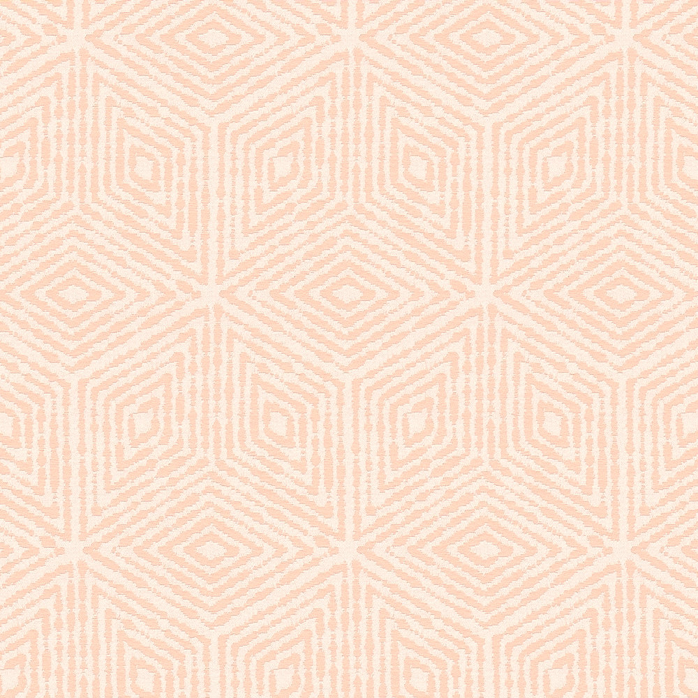             Papier peint graphique motif géométrique losange & hexagone - orange, rose
        