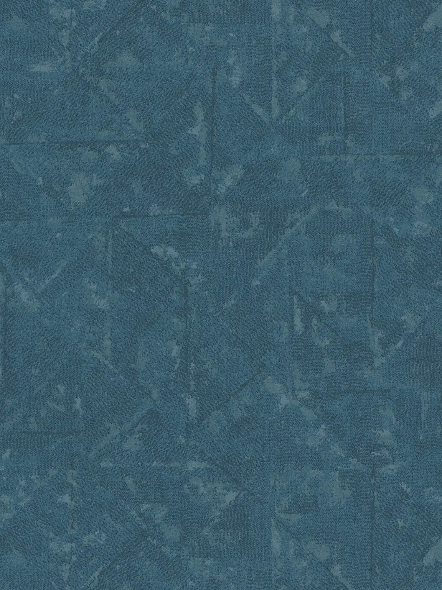 Petrol vliesbehang asymmetrische details - blauw, grijs
